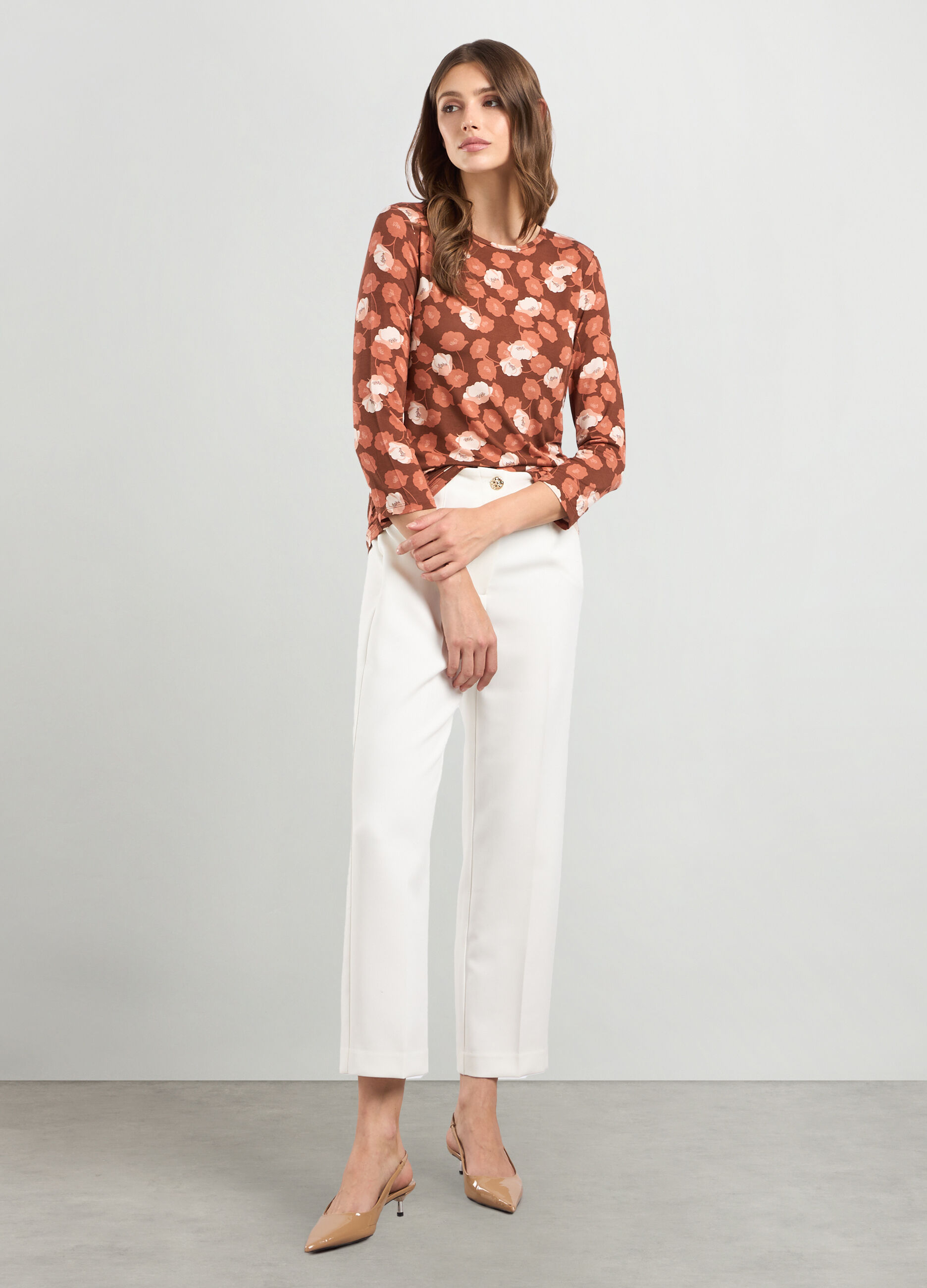 Pantaloni in misto viscosa stretch donna_0