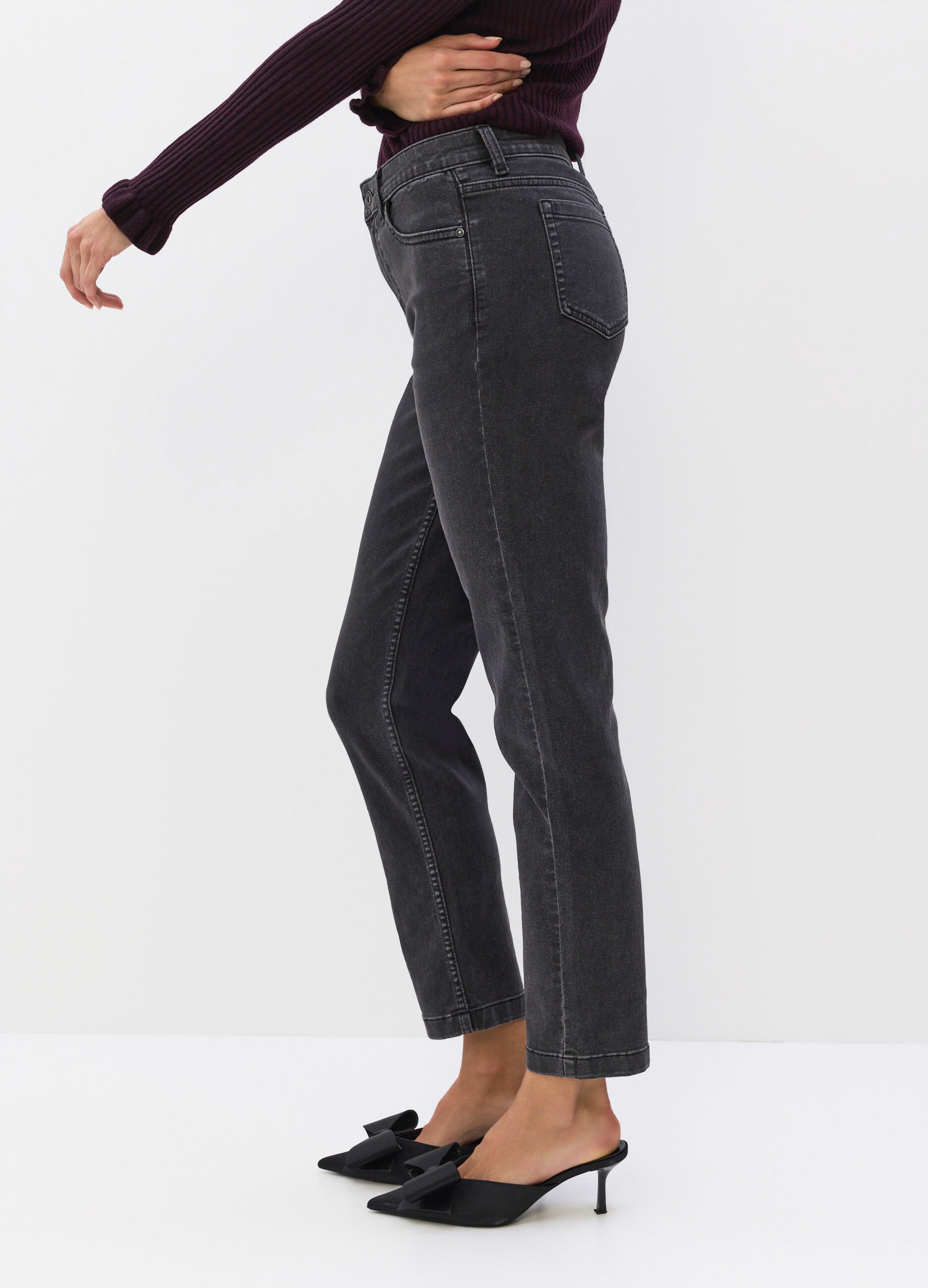 Pantaloni Slim Fit in denim stretch misto cotone donna_3