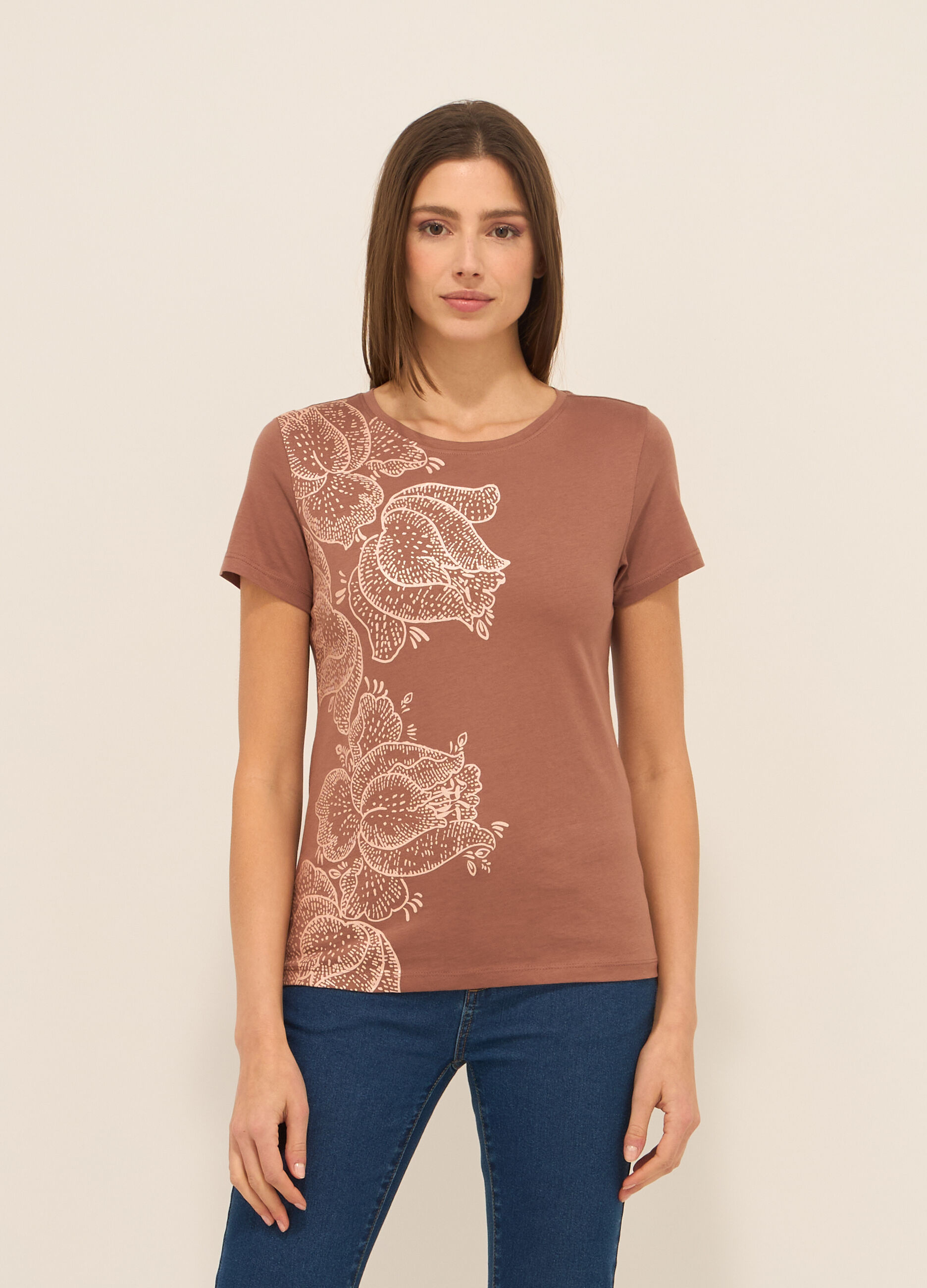 T-shirt in jersey di puro cotone donna_0