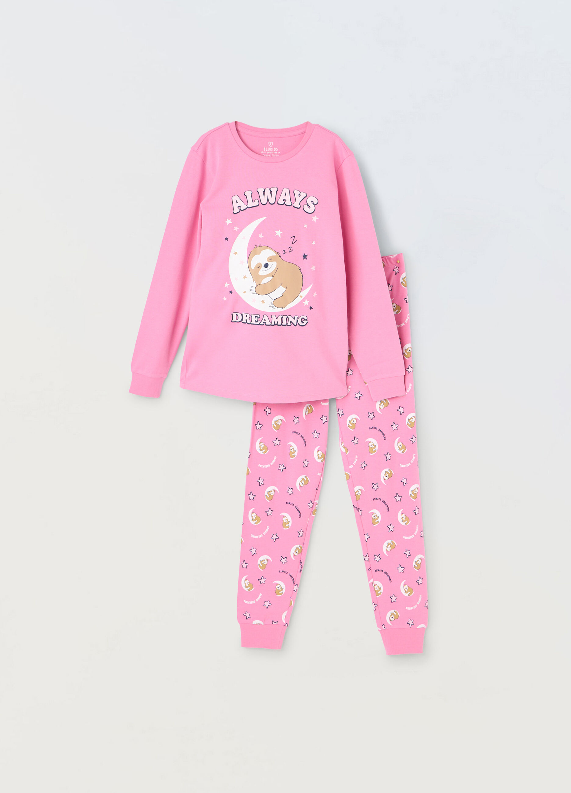 Set pigiama lungo in puro cotone ragazza_0