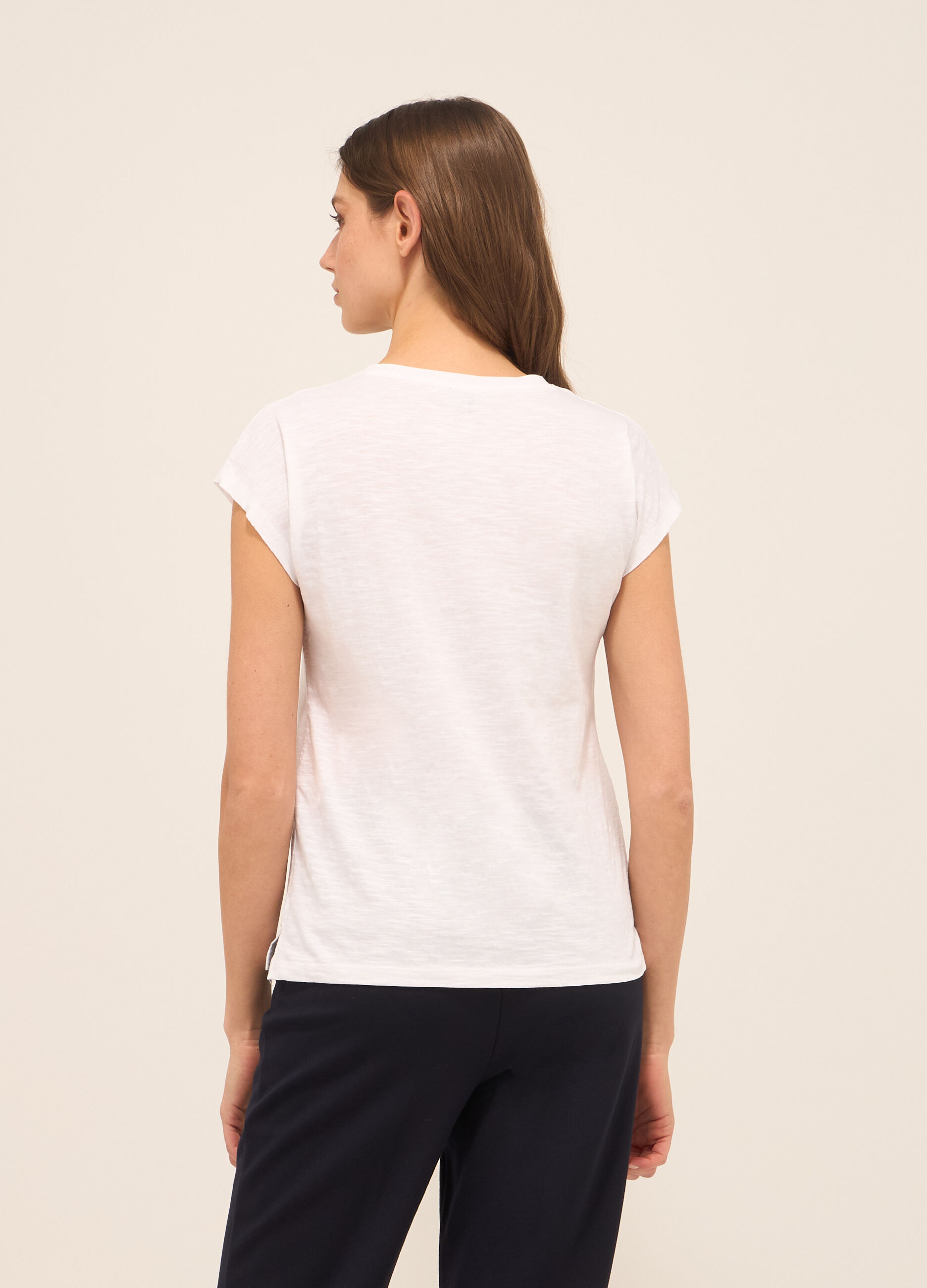 T-shirt in jersey slub di puro cotone donna_1