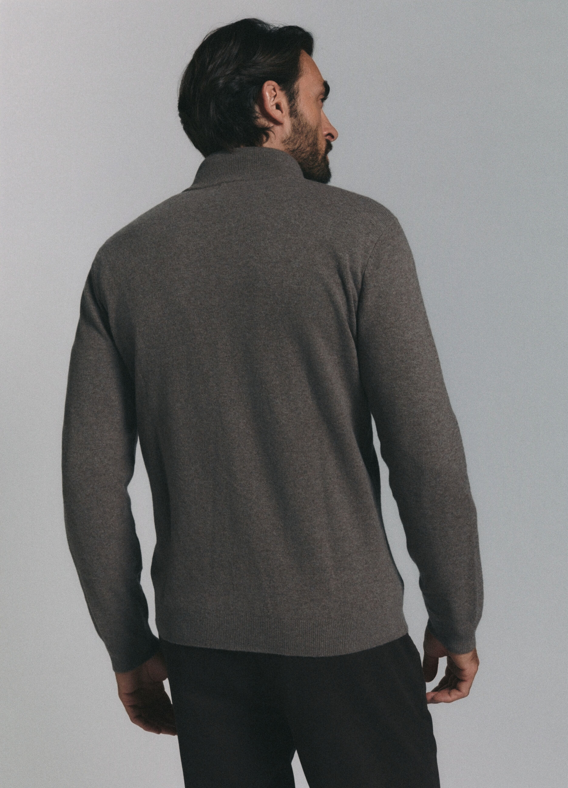 Cardigan con zip in lambswool uomo_3