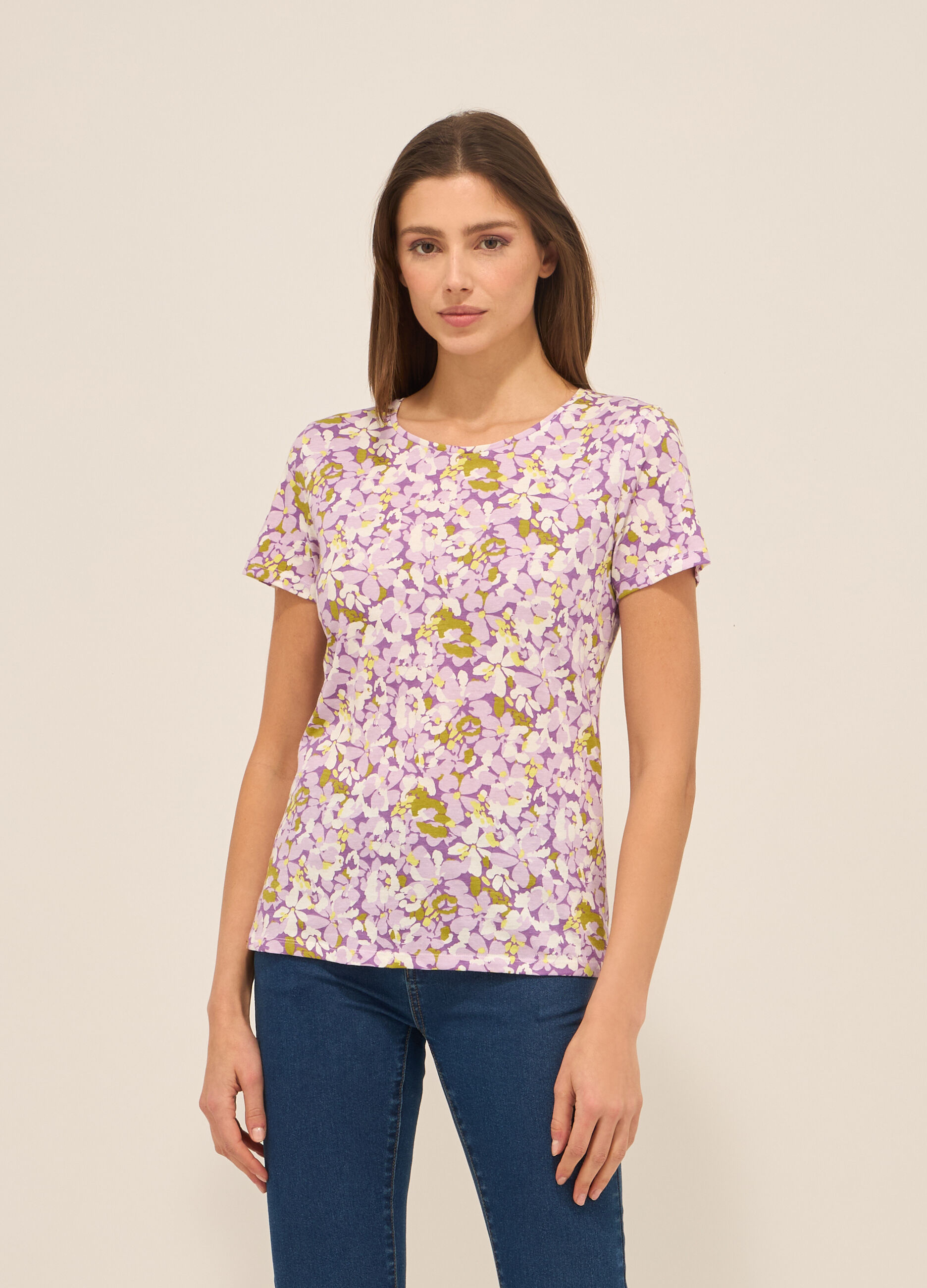 T-shirt in jersey di puro cotone donna_0