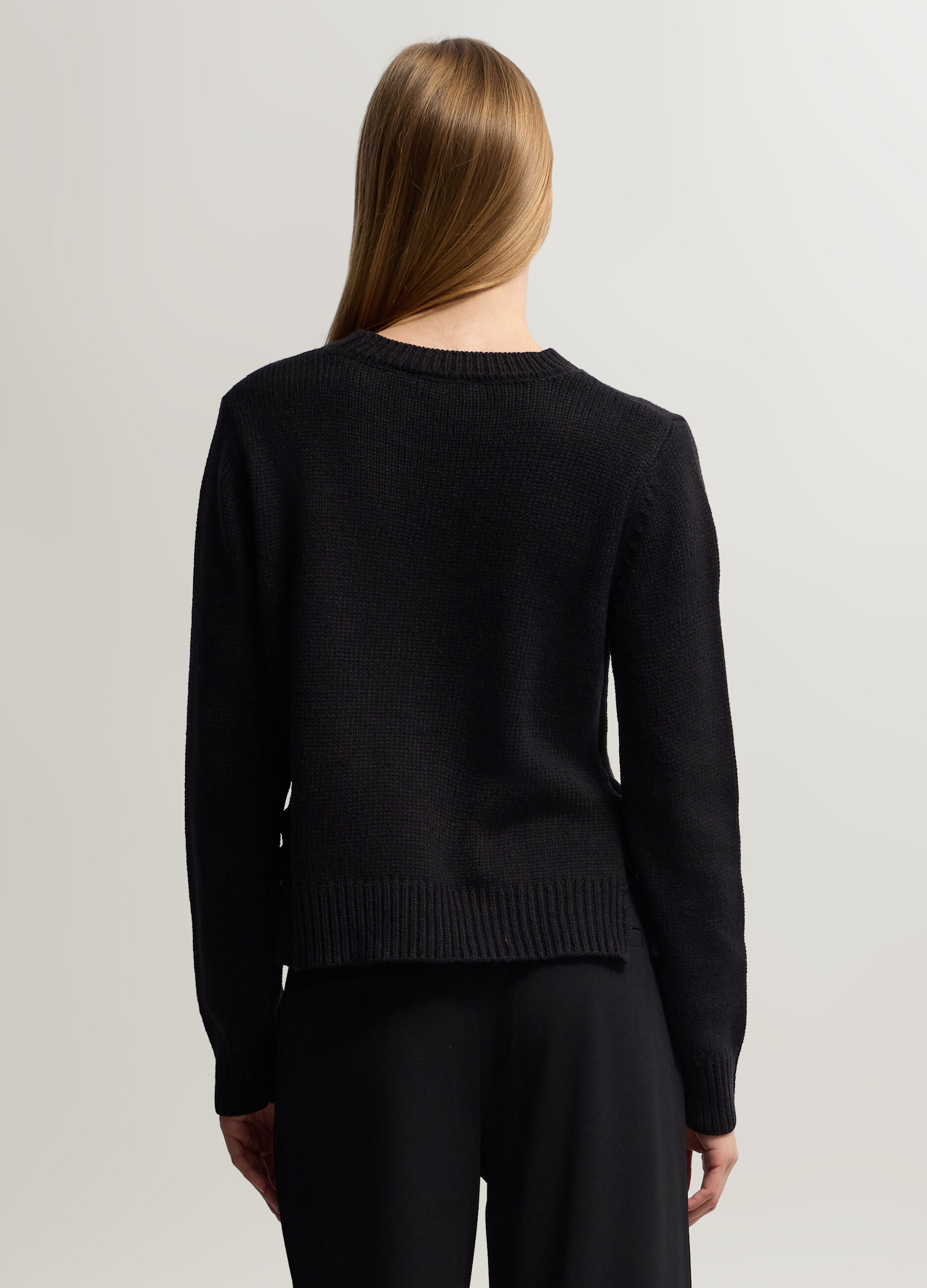 Pullover girocollo rasato misto lana donna_1