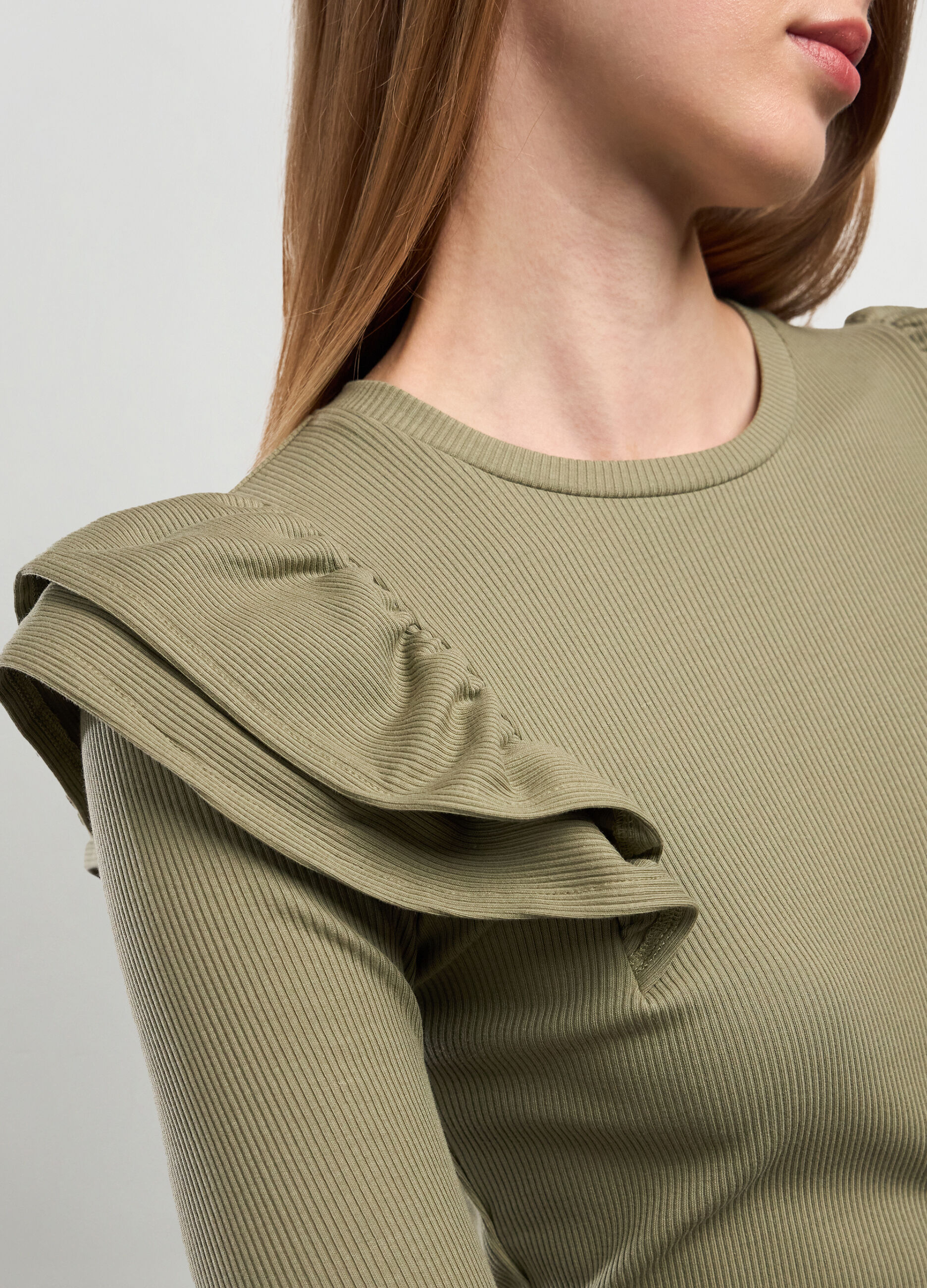 T-shirt in costina di cotone stretch donna_2