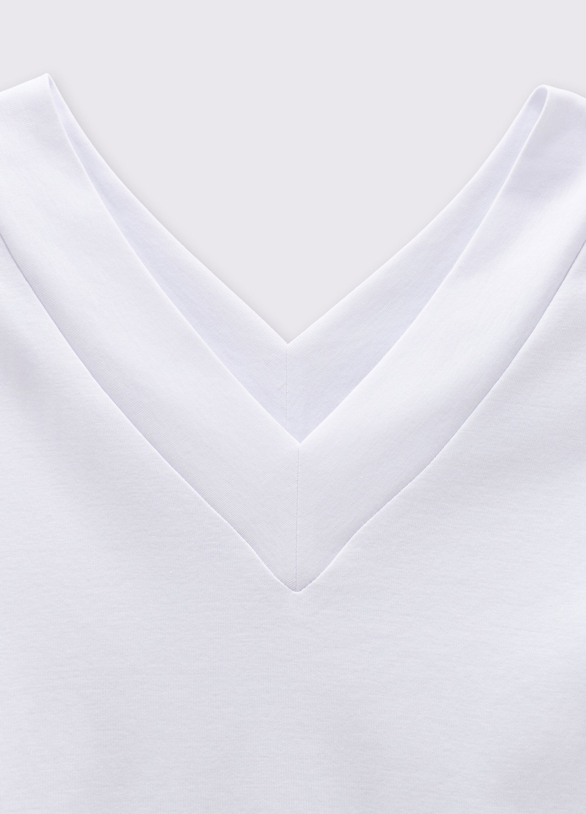 T-shirt in puro cotone con scollo a V donna_1