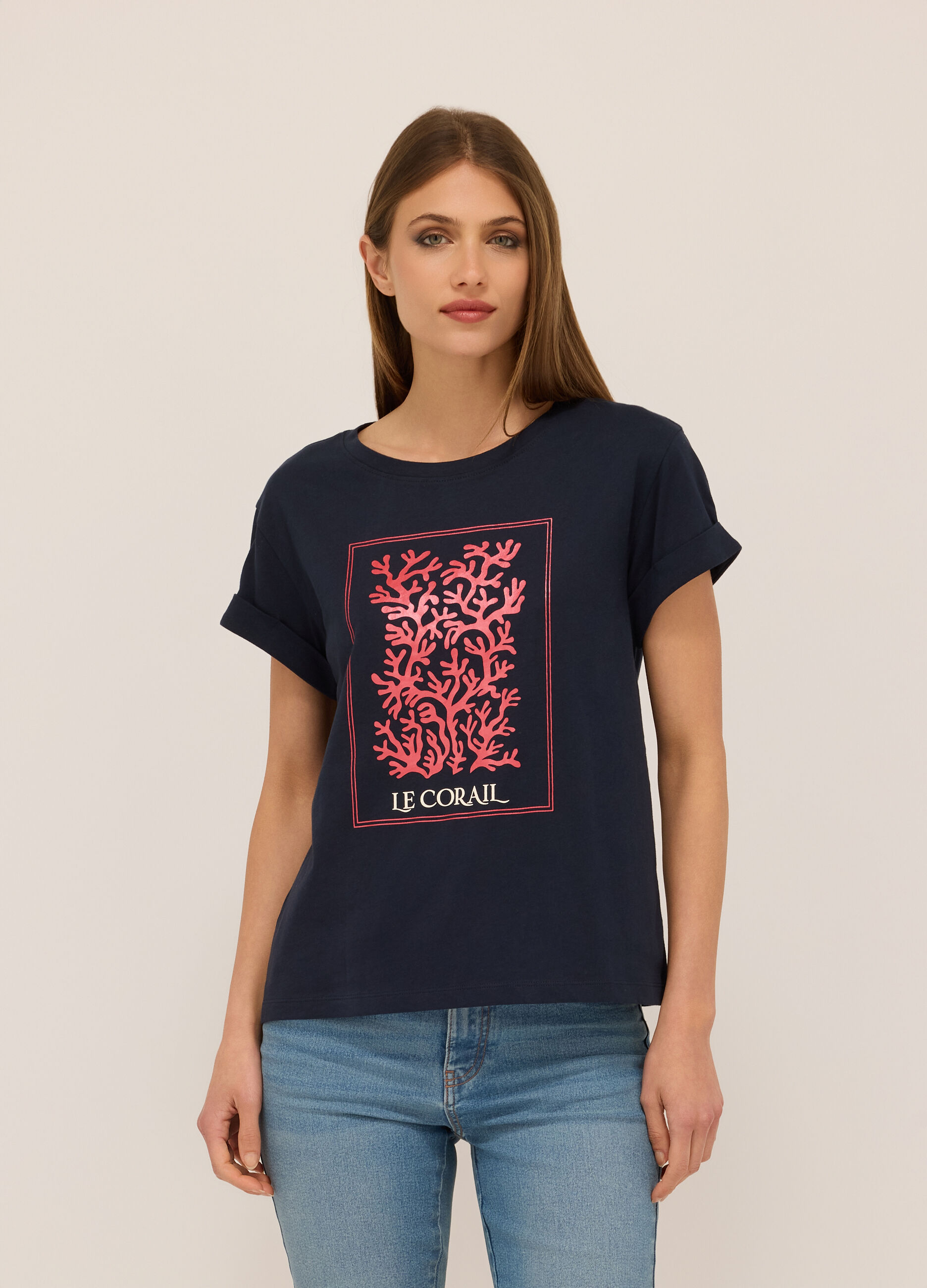 T-shirt in jersey di puro cotone donna_0