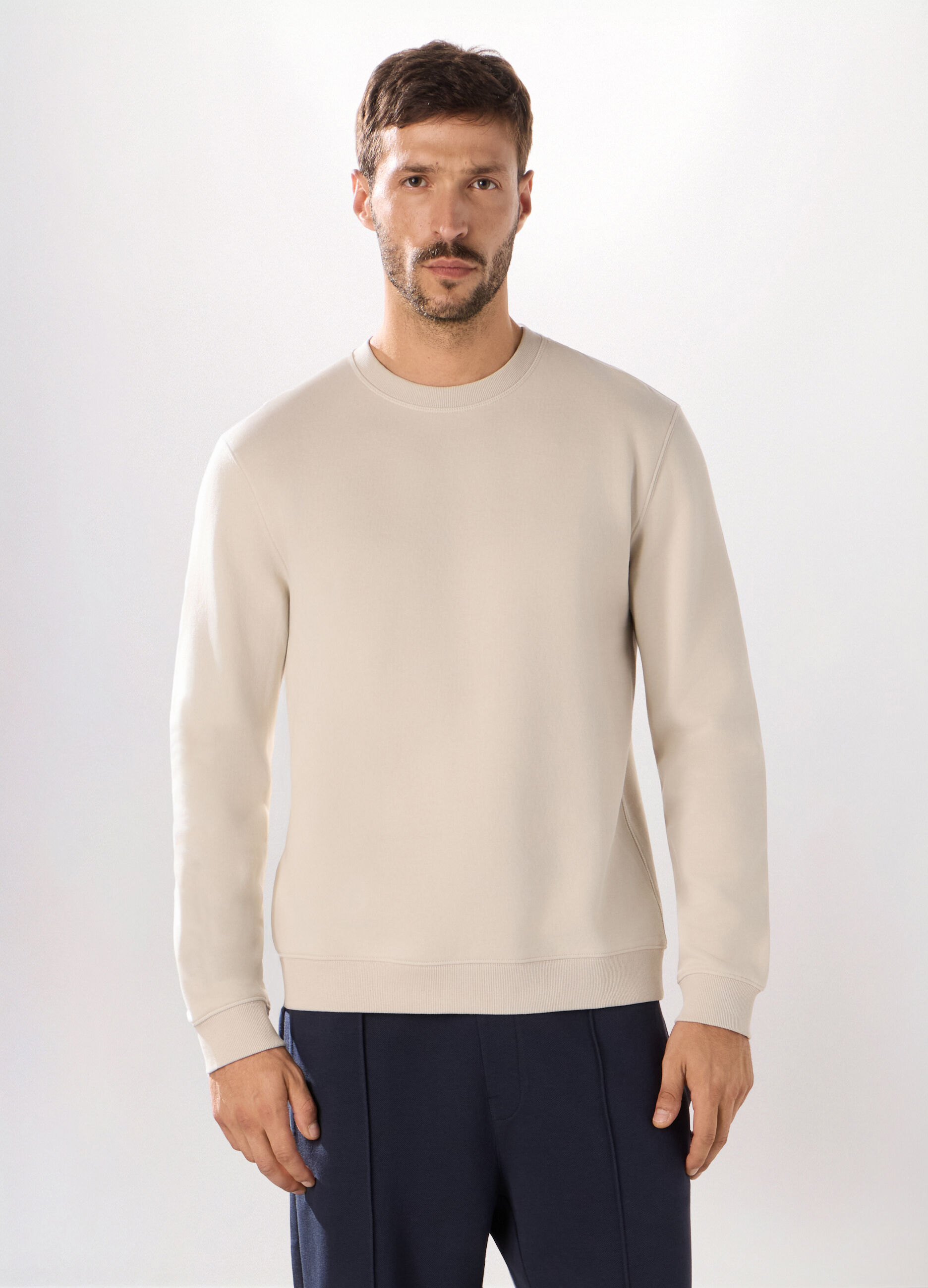 Felpa girocollo in misto cotone uomo_0