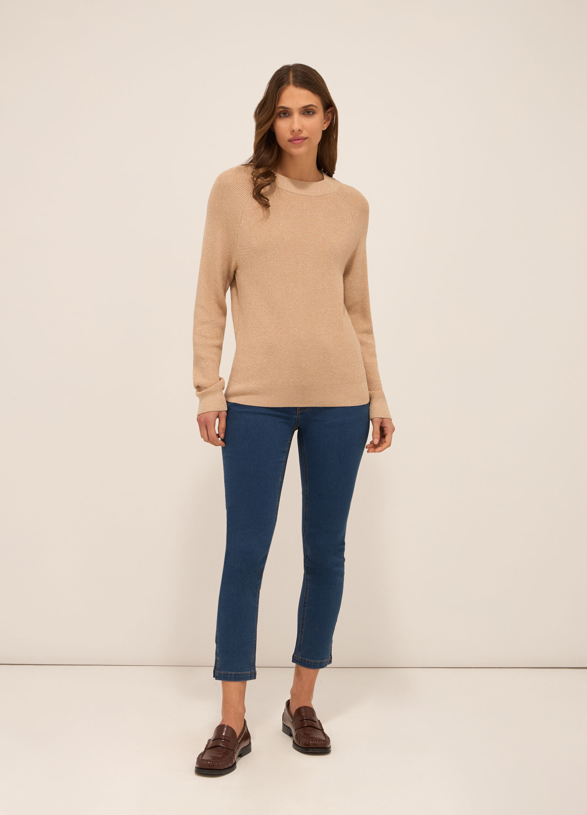 Pantaloni in denim di misto cotone donna_0