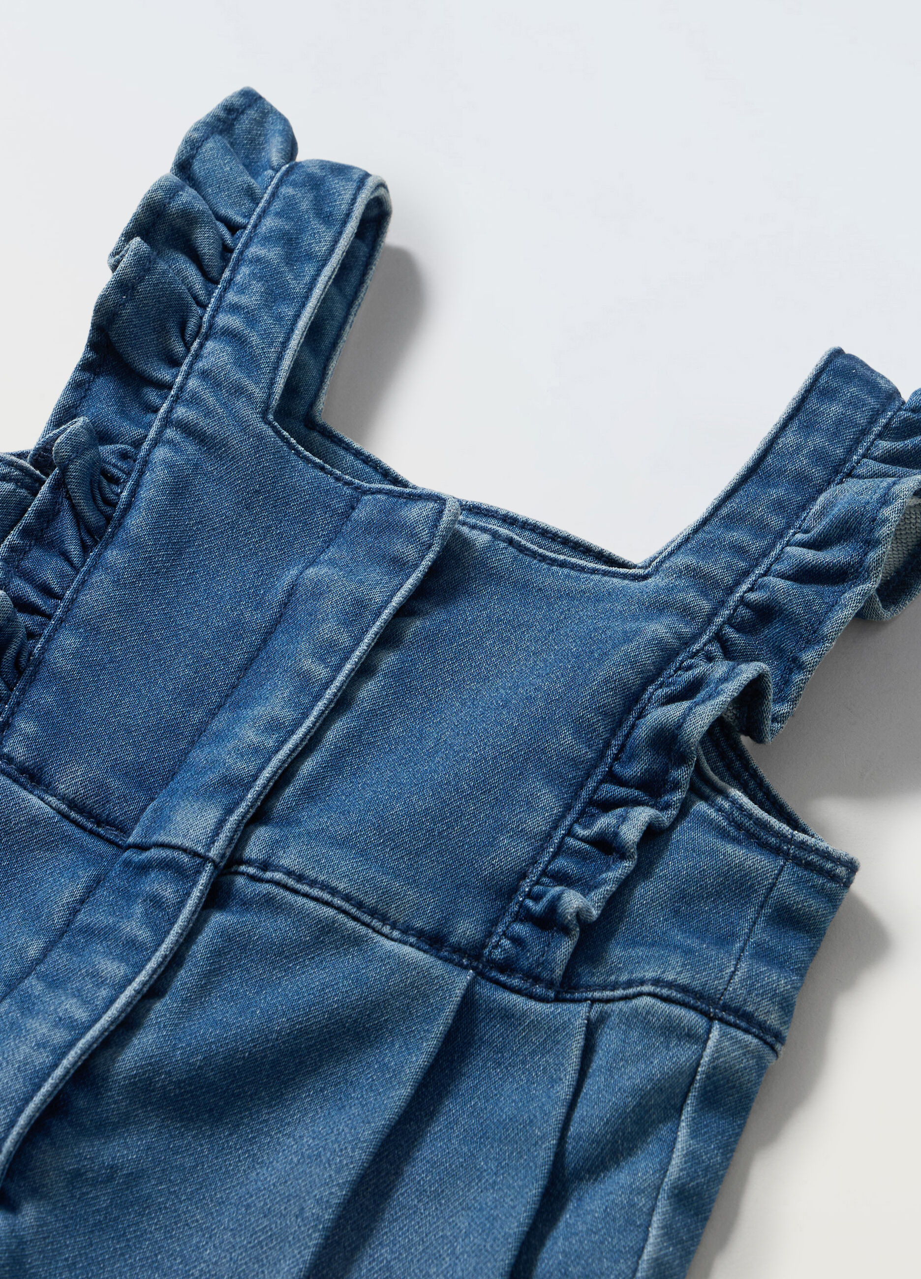 Salopette in french terry denim neonata_1