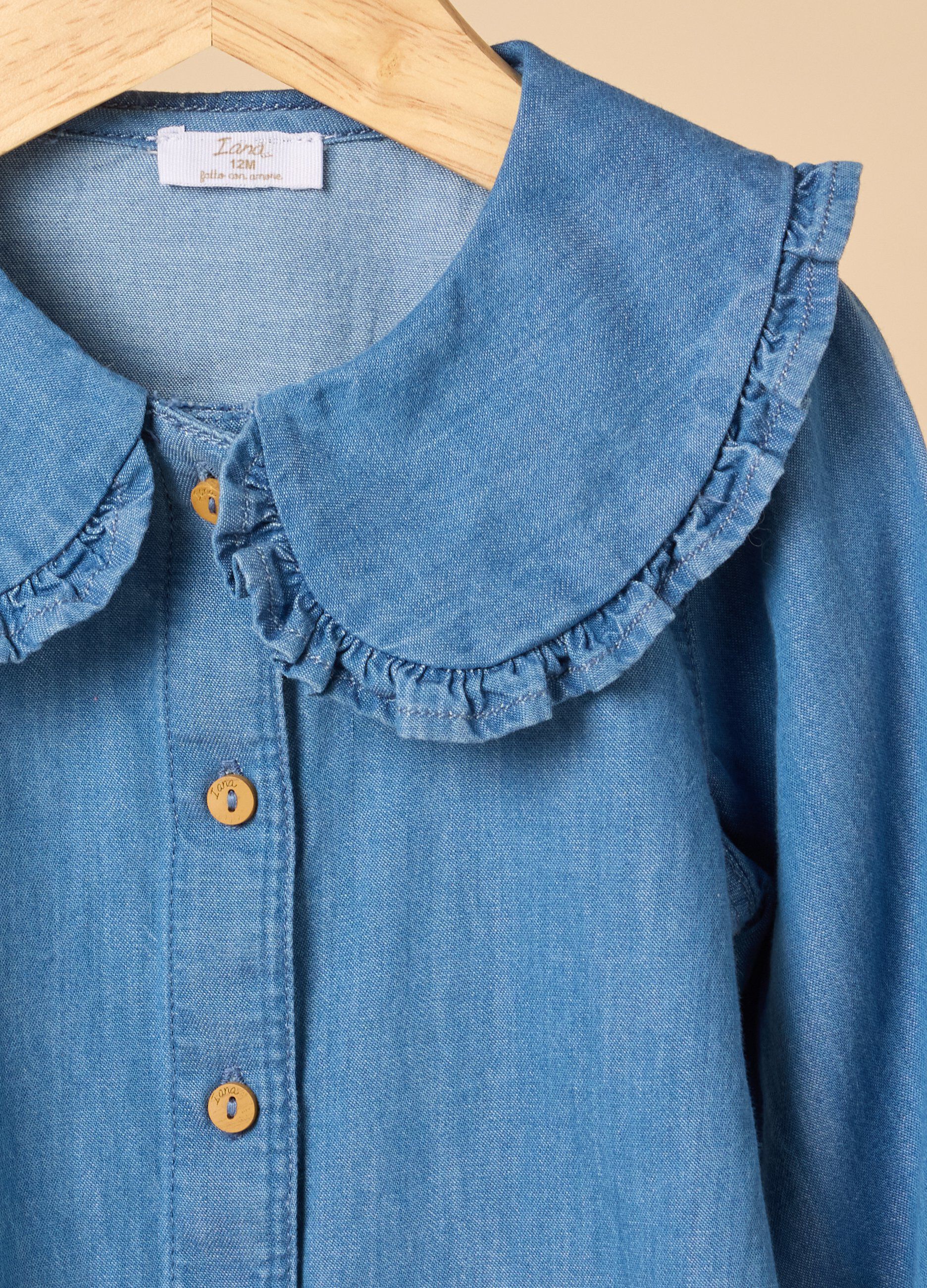 Camicia IANA in denim di puro cotone neonata
