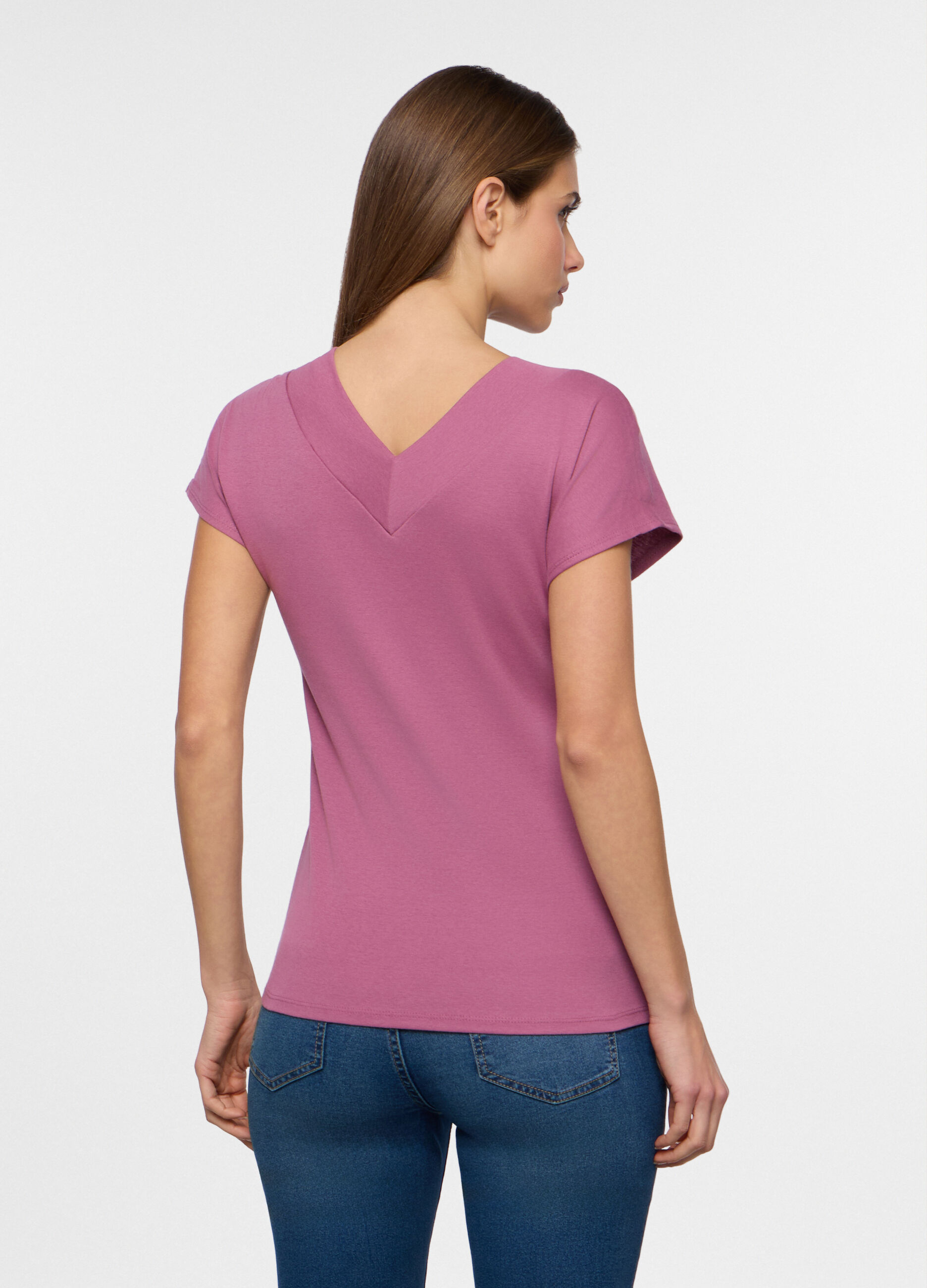 T-shirt con scollo a V donna_1