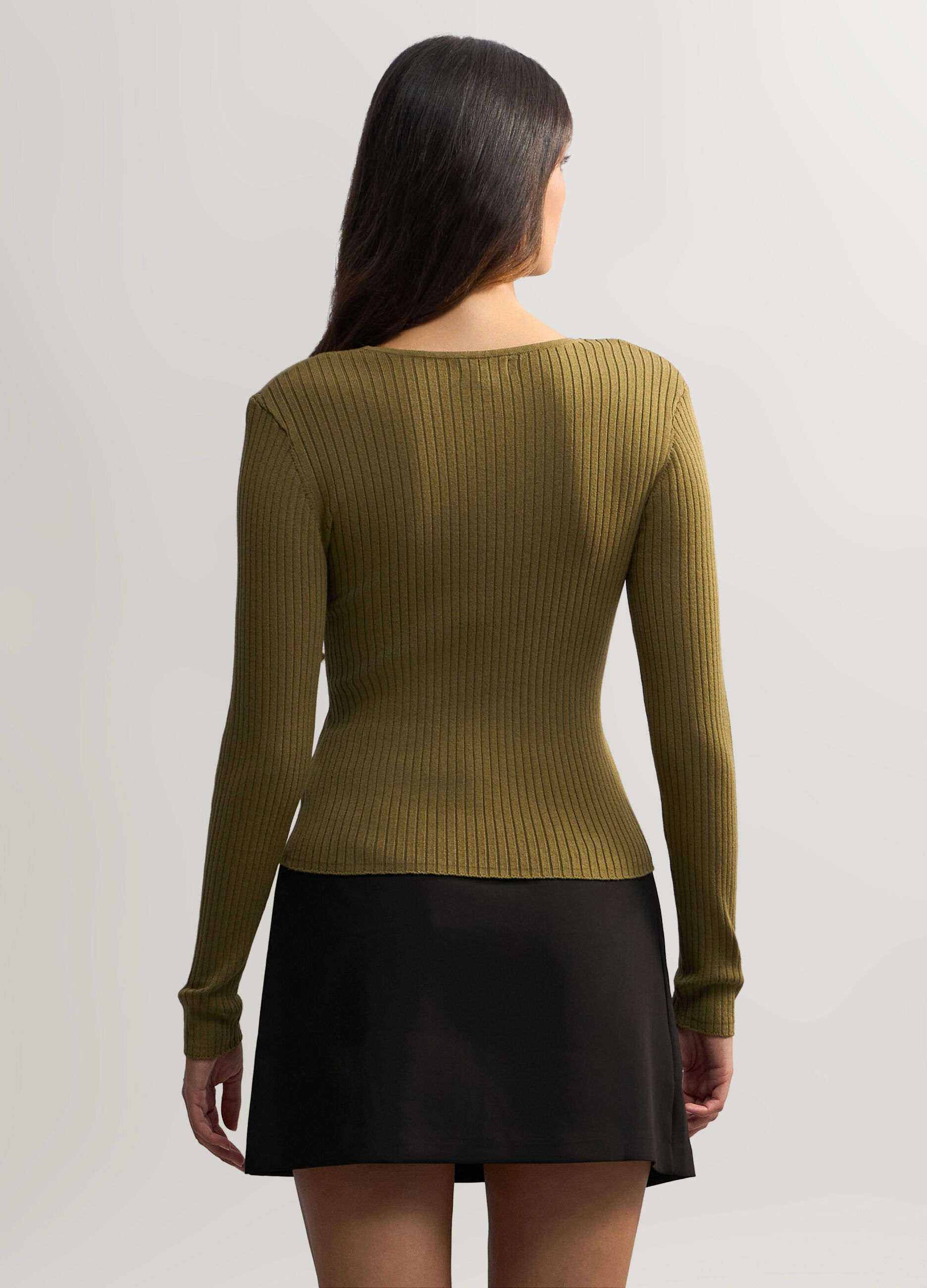 Maglia girocollo Fitted in costina donna_1