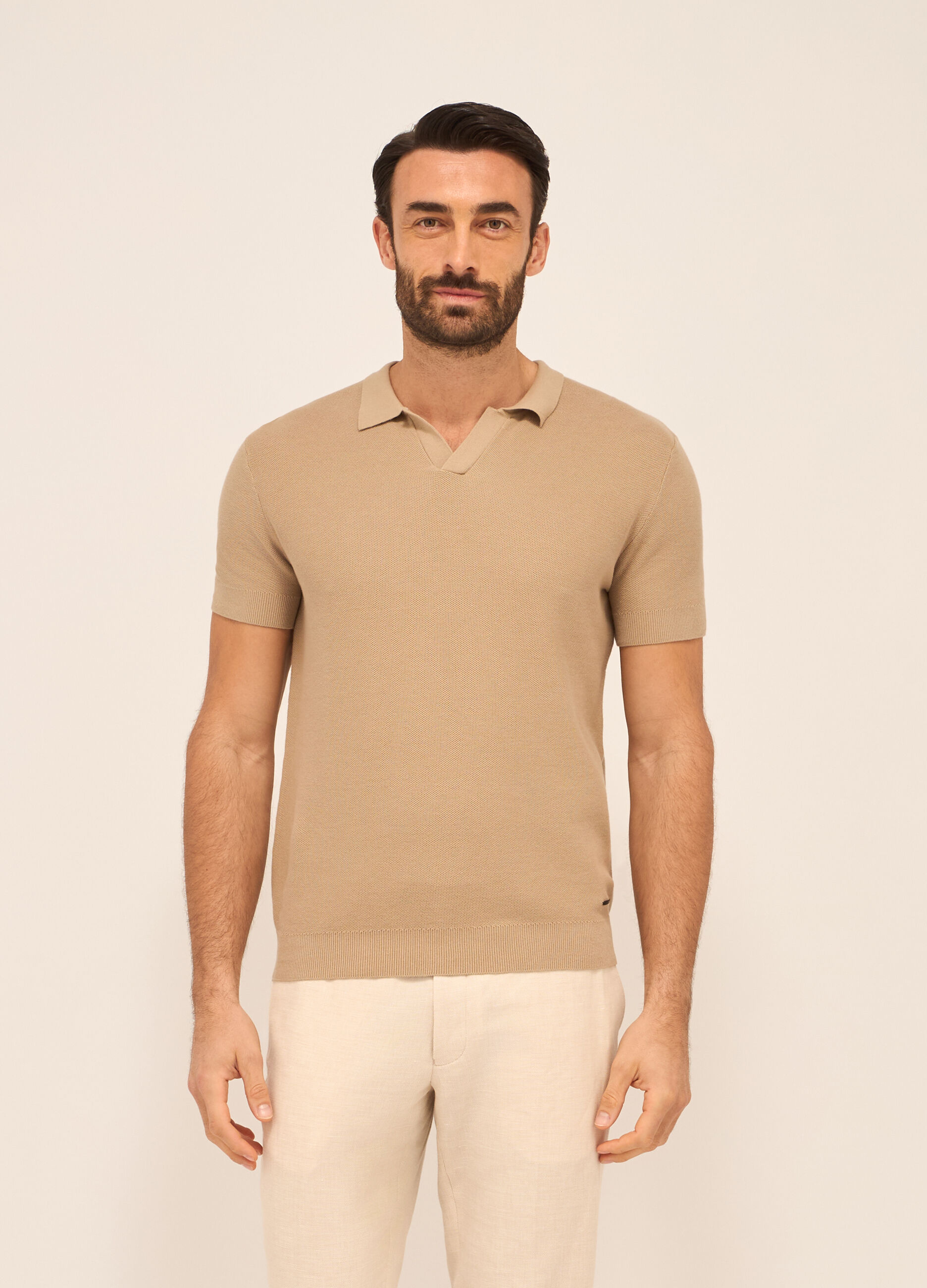 Polo a maglia nido d'ape in puro cotone uomo