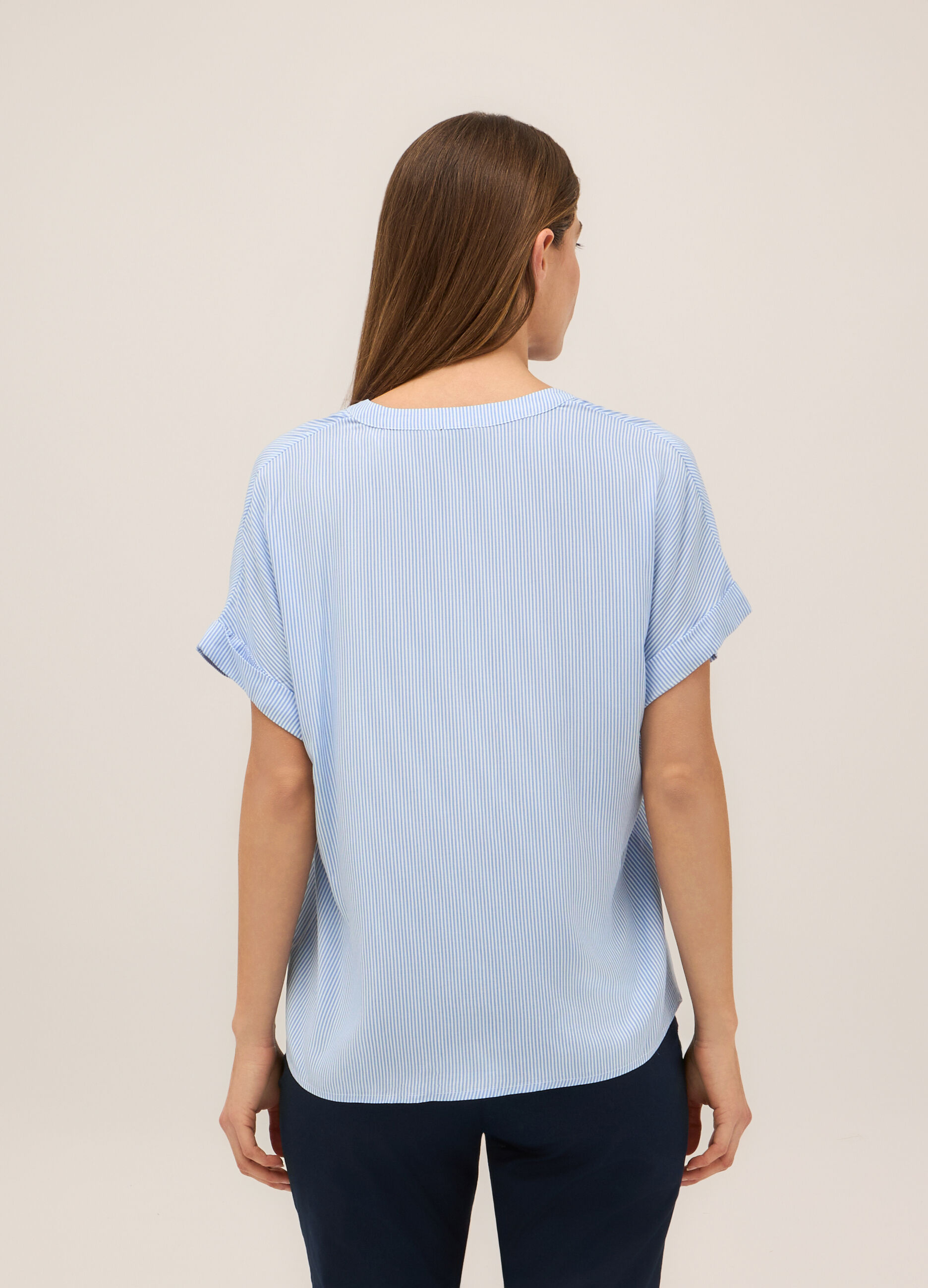 Blusa in pura viscosa a righe donna_1