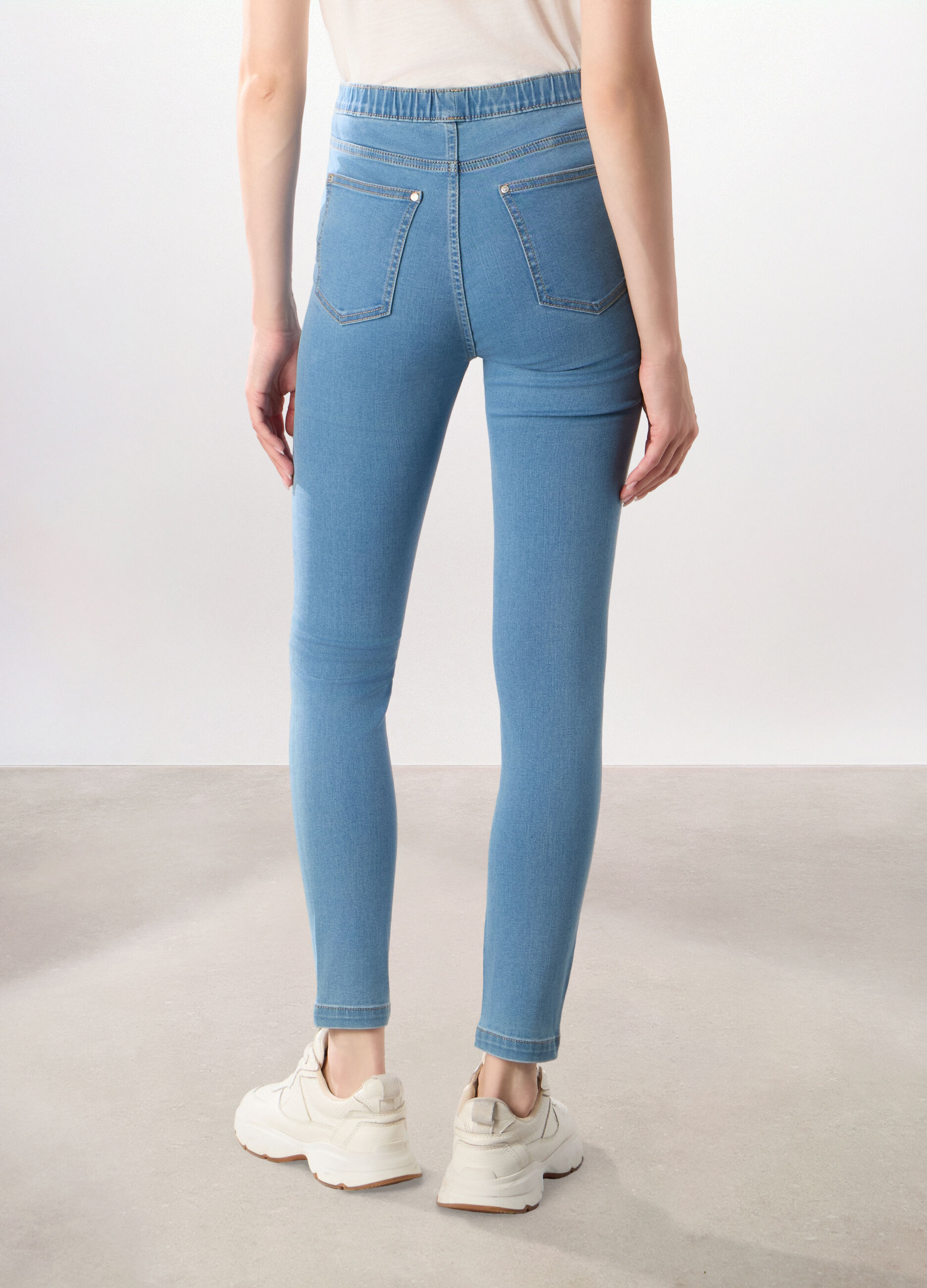 Jeggings in denim misto cotone donna_1