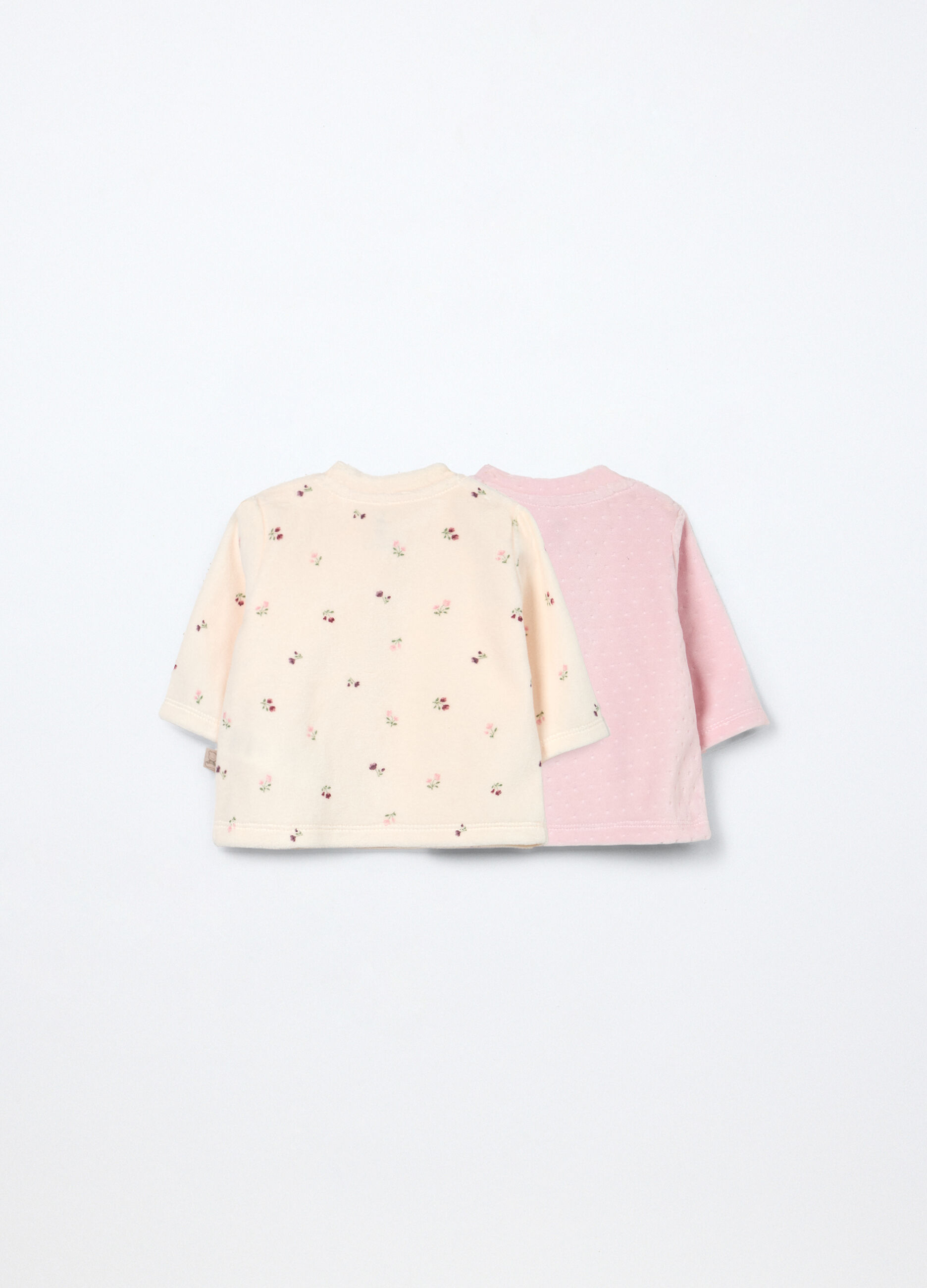 Pack 2 t-shirt in misto cotone velour neonata_1