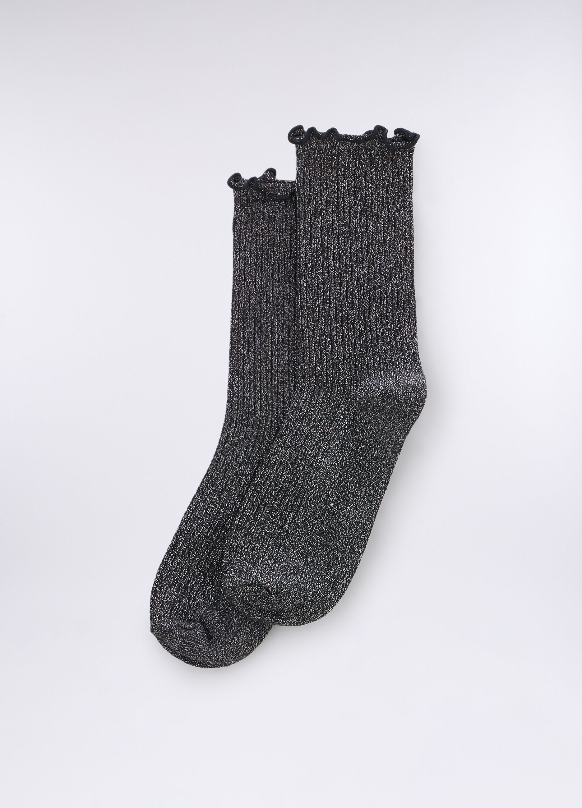 Calze in costina con filo lurex donna_0