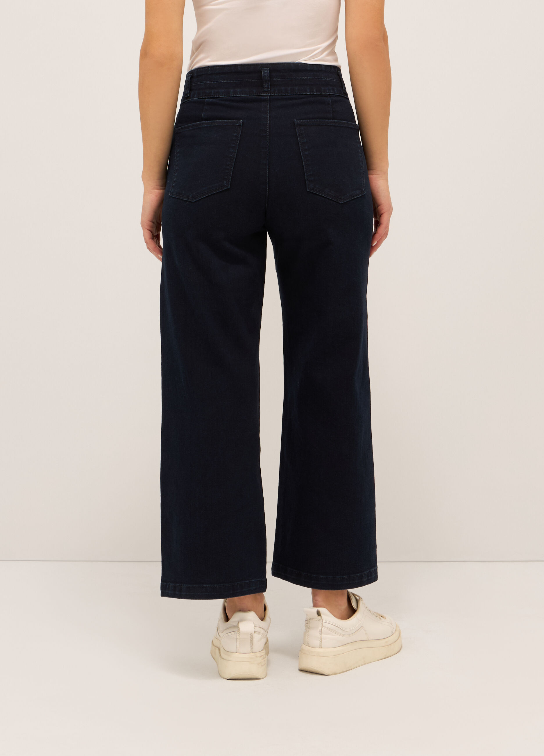 Pantaloni in denim stretch di misto cotone _1