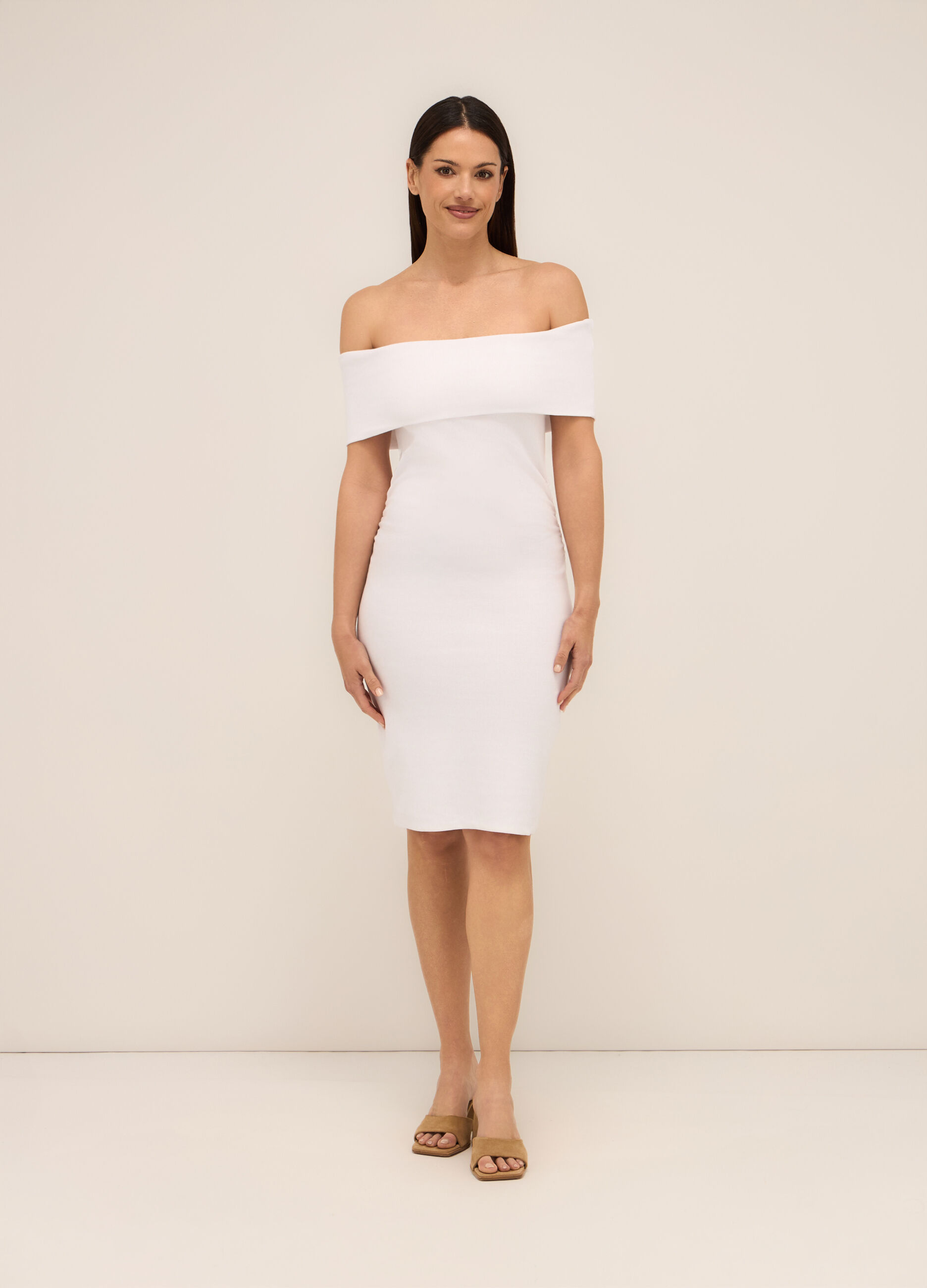 Tubino corto in costina di cotone stretch donna_0
