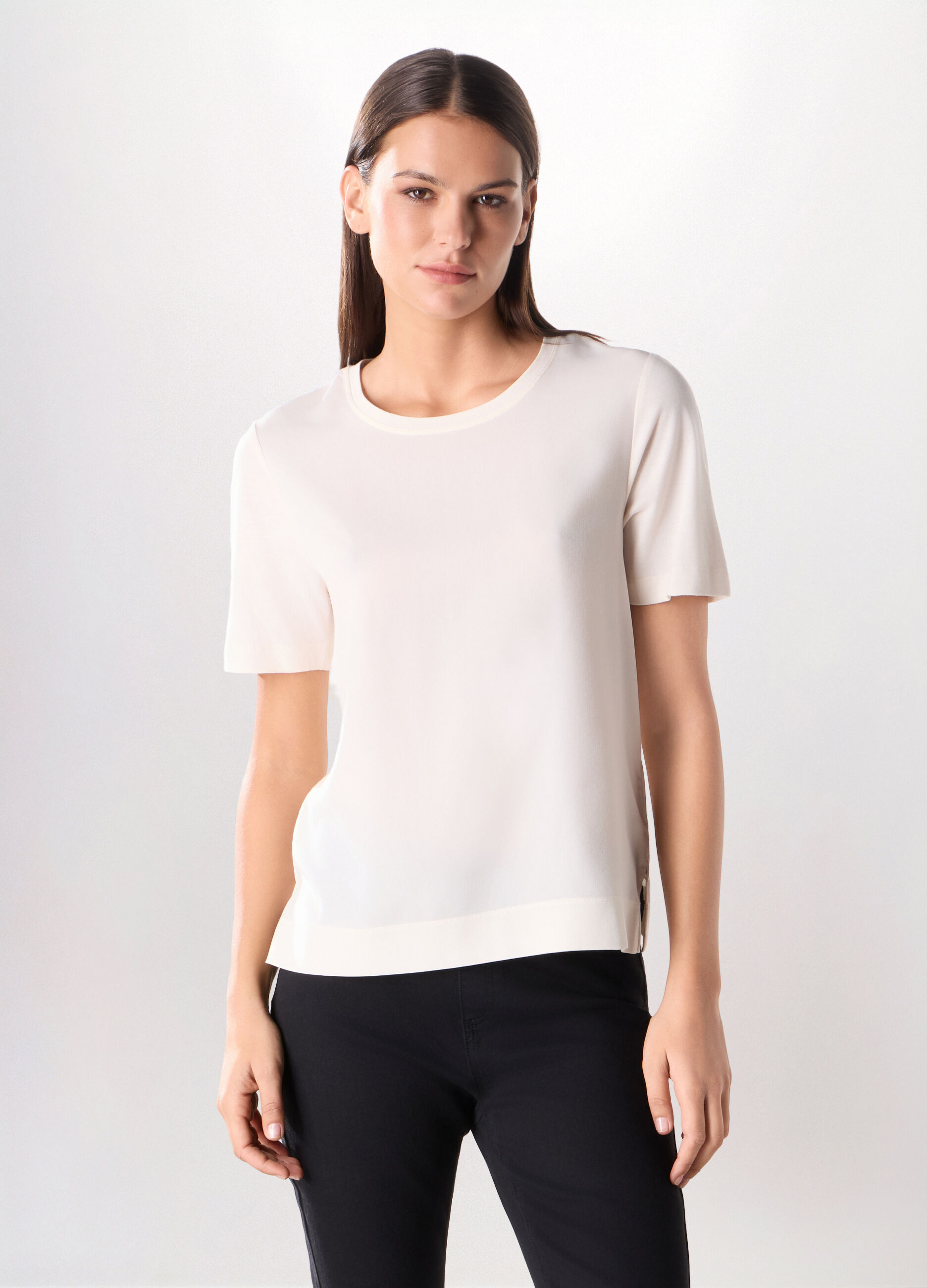 T-shirt in jersey di misto cotone donna_0