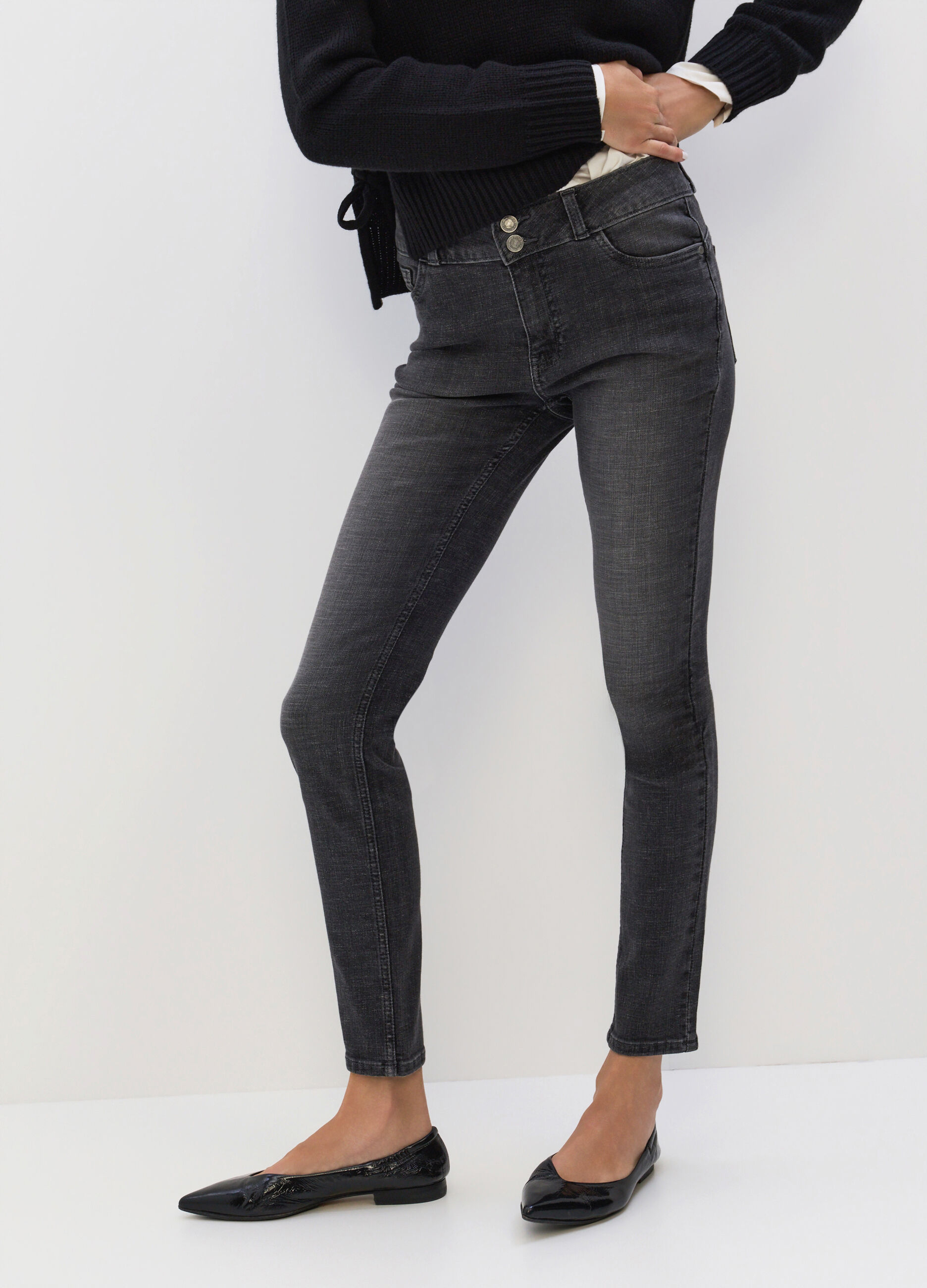 Pantaloni Push Up Fit in denim stretch misto cotone donna_2