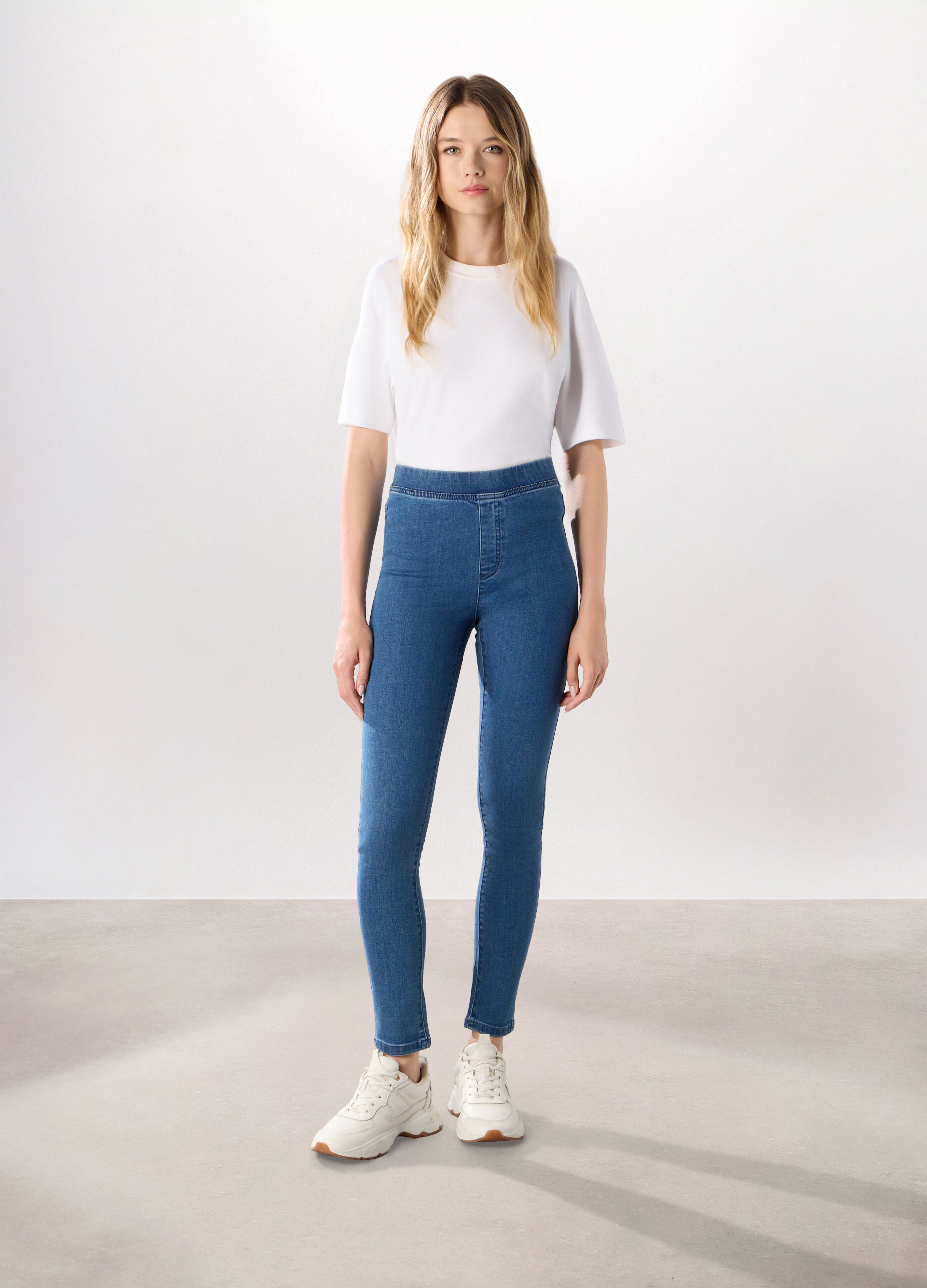 Jeggings in stretch denim misto cotone donna_0