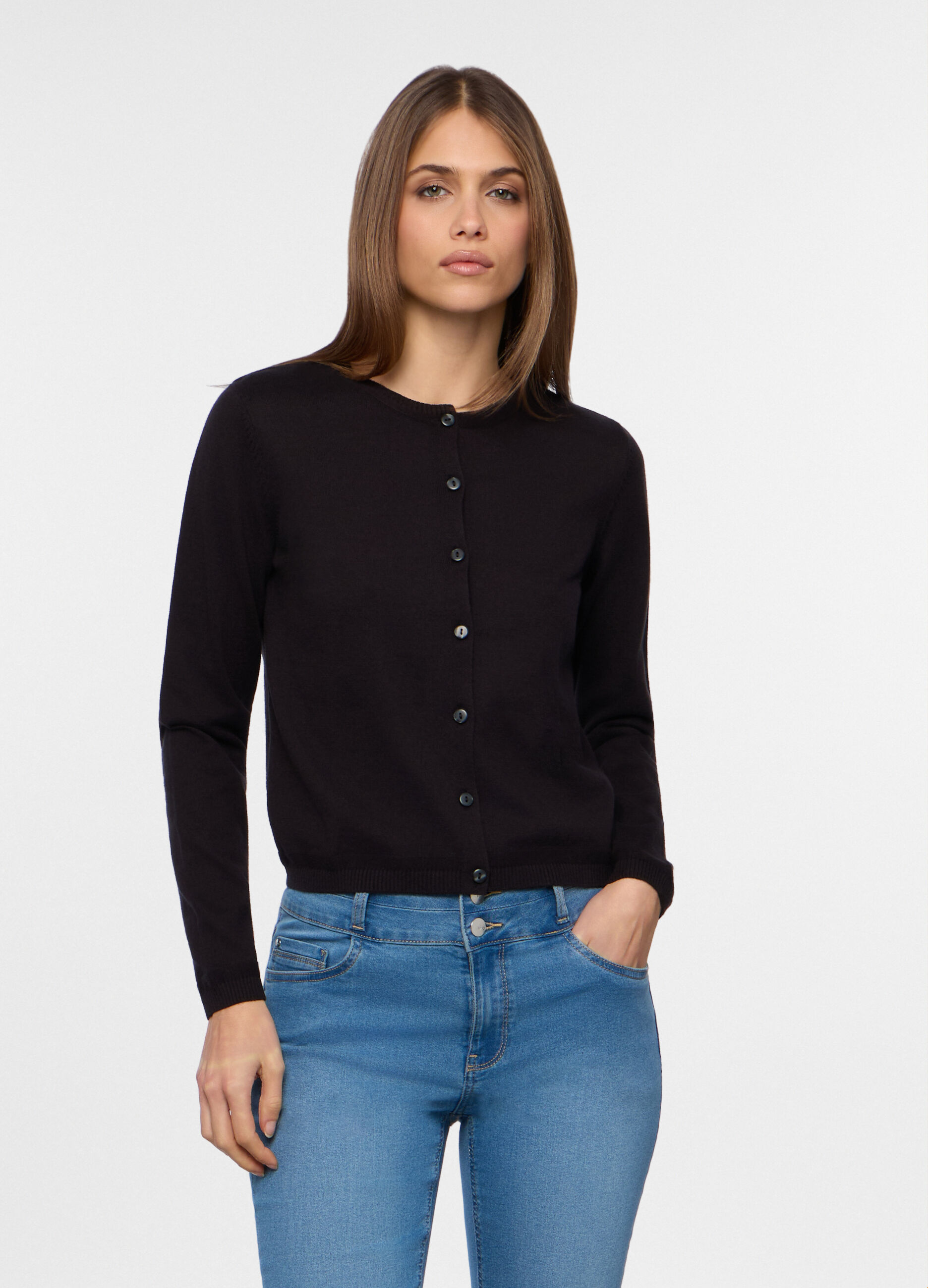 Cardigan girocollo rasato donna_0