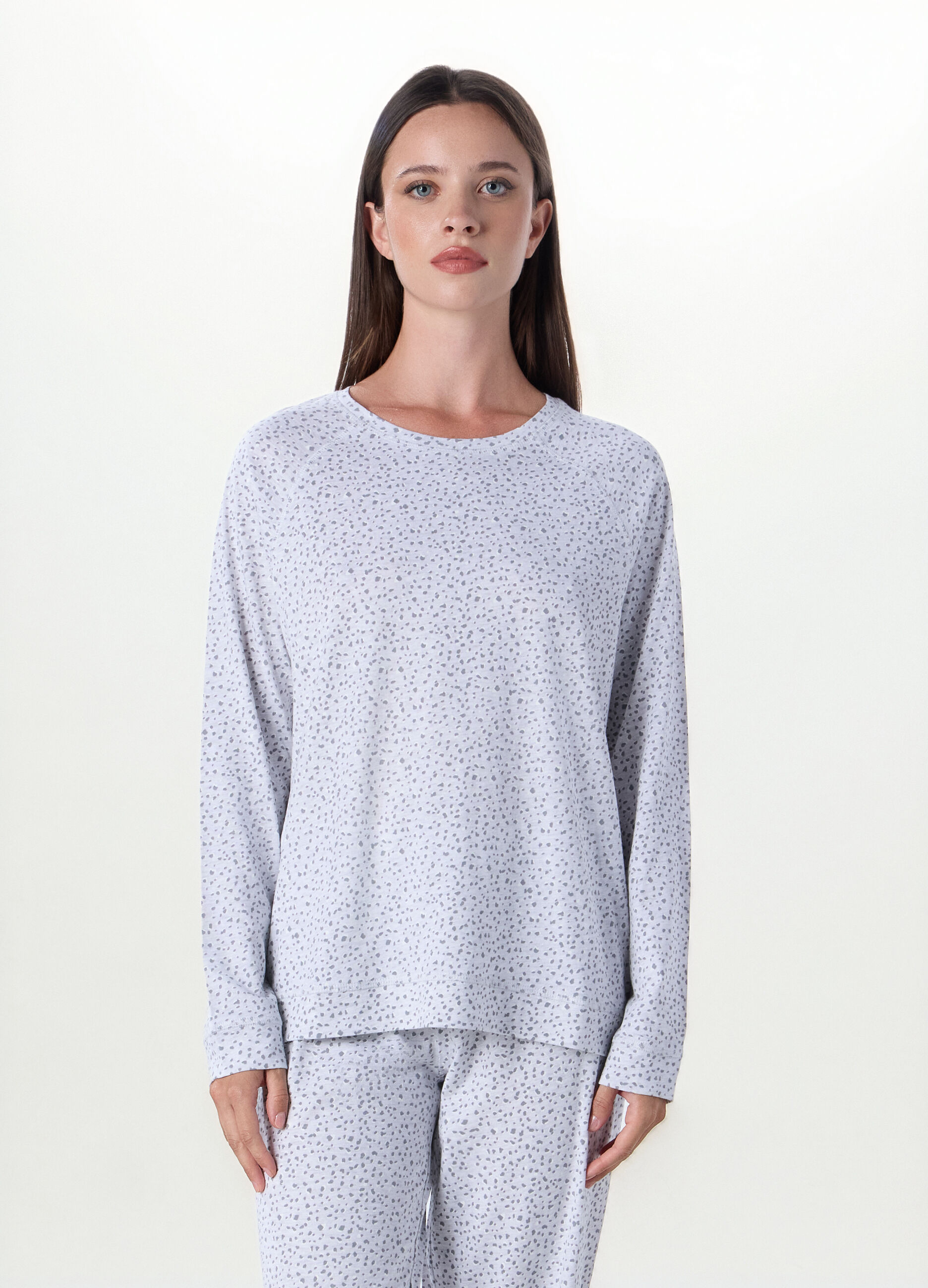 Top pigiama in cotone a maniche lunghe donna_0