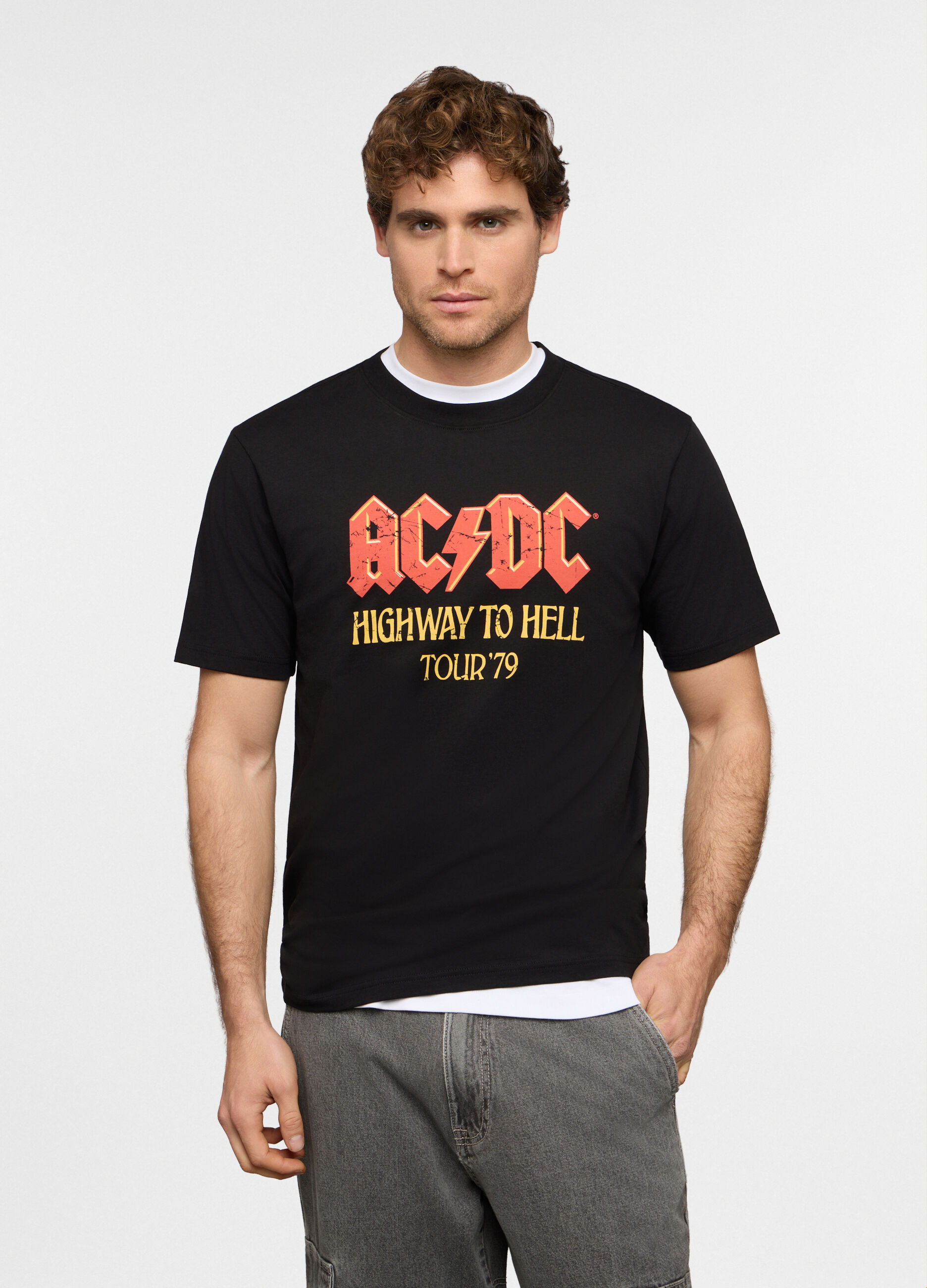 T-shirt girocollo con stampa AC/DC uomo_0