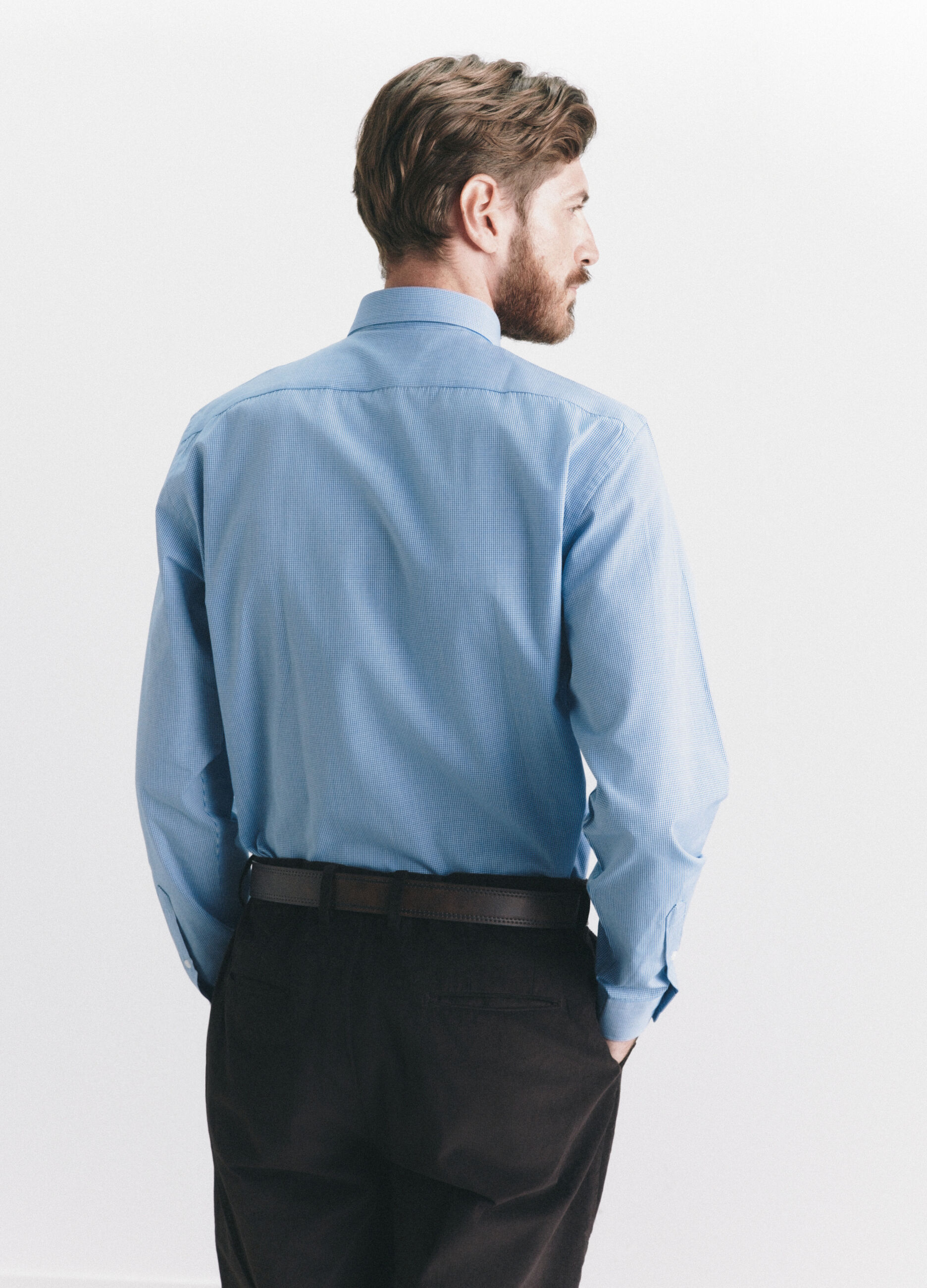 Camicia regular fit in tessuto a quadretti uomo_2