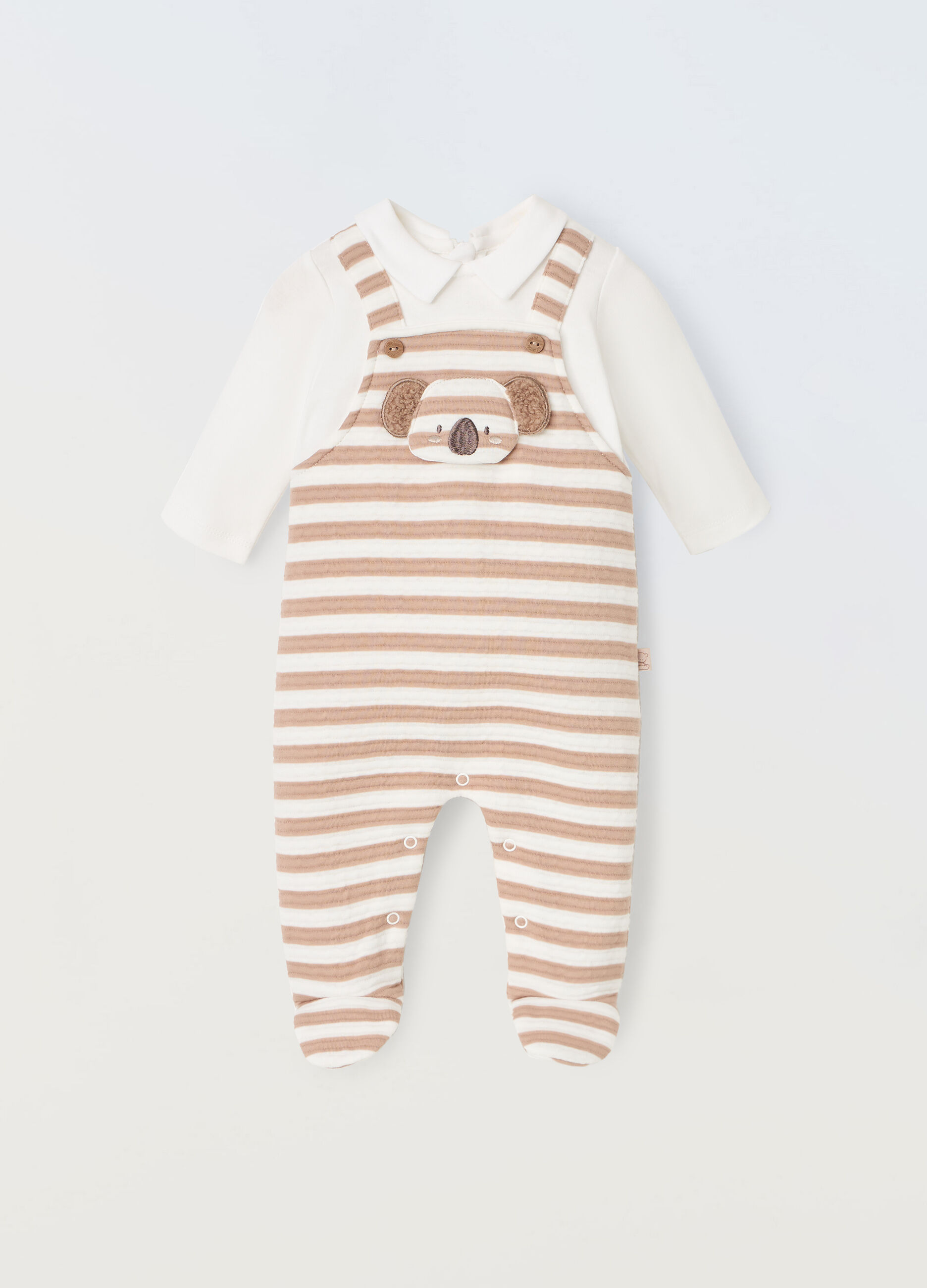 Tutina con finta salopette in cotone matelassé _0