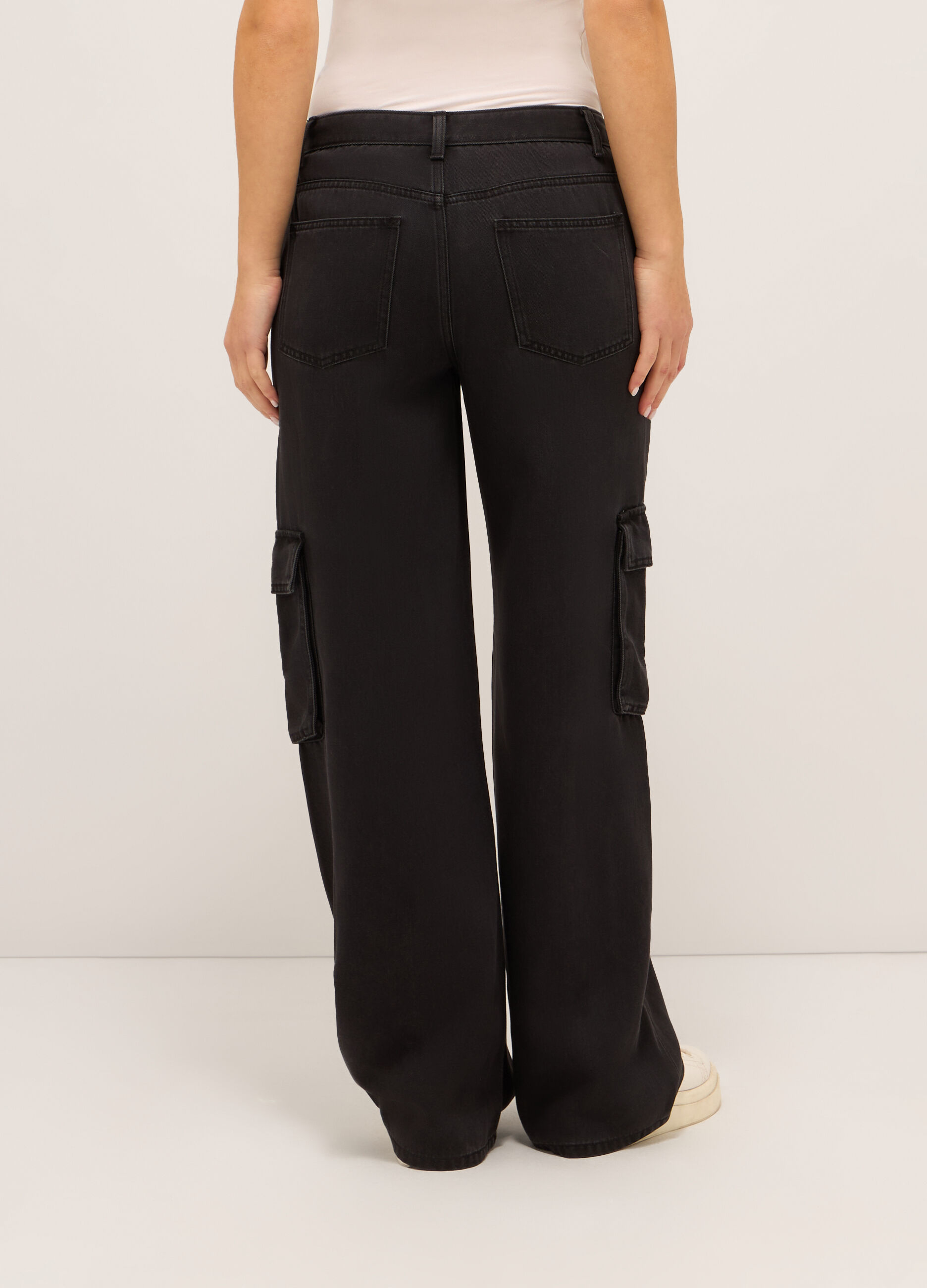 Pantaloni cardo in denim di misto cotone donna_1