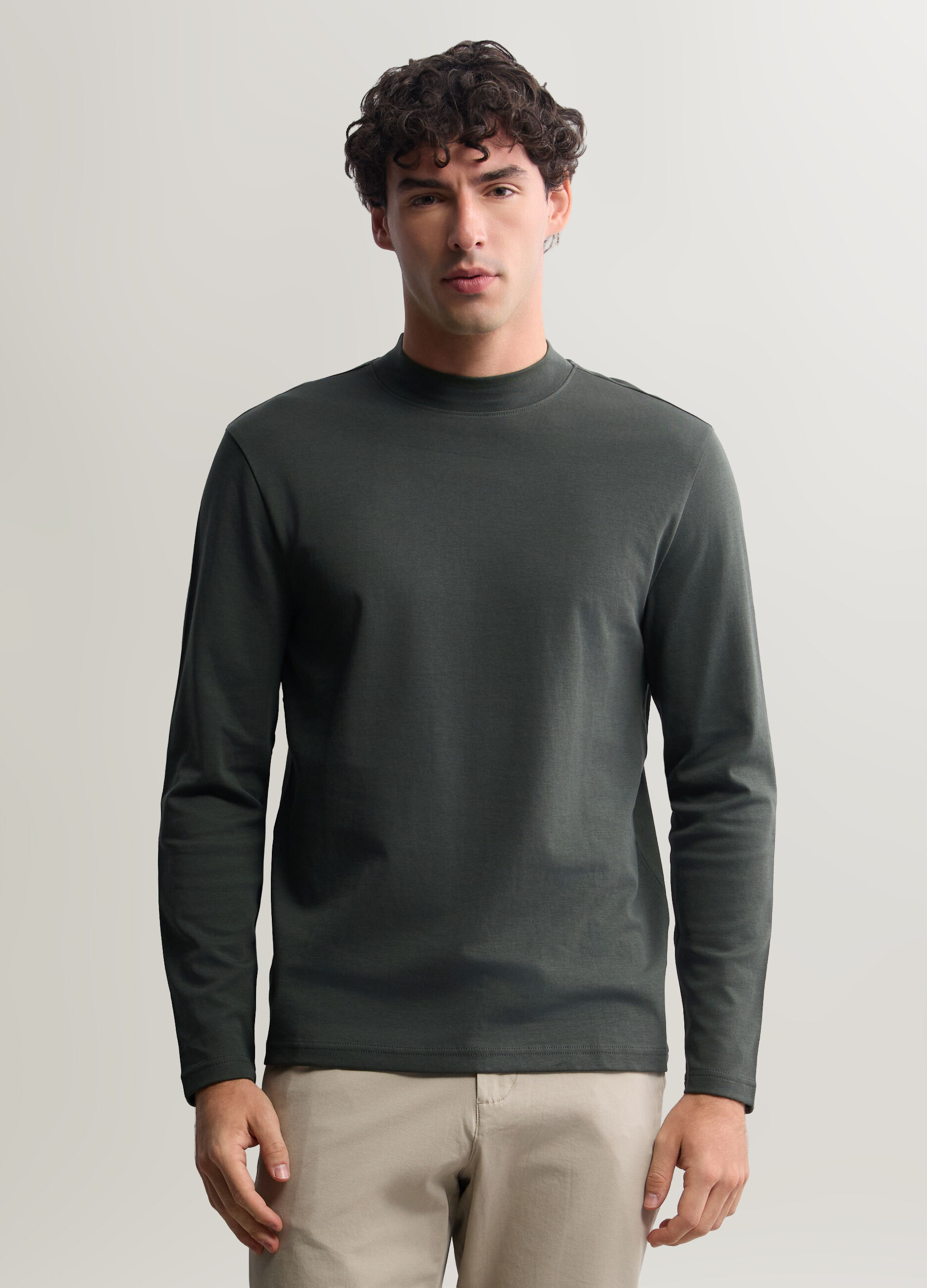Maglia lupetto in interlock di cotone uomo_0