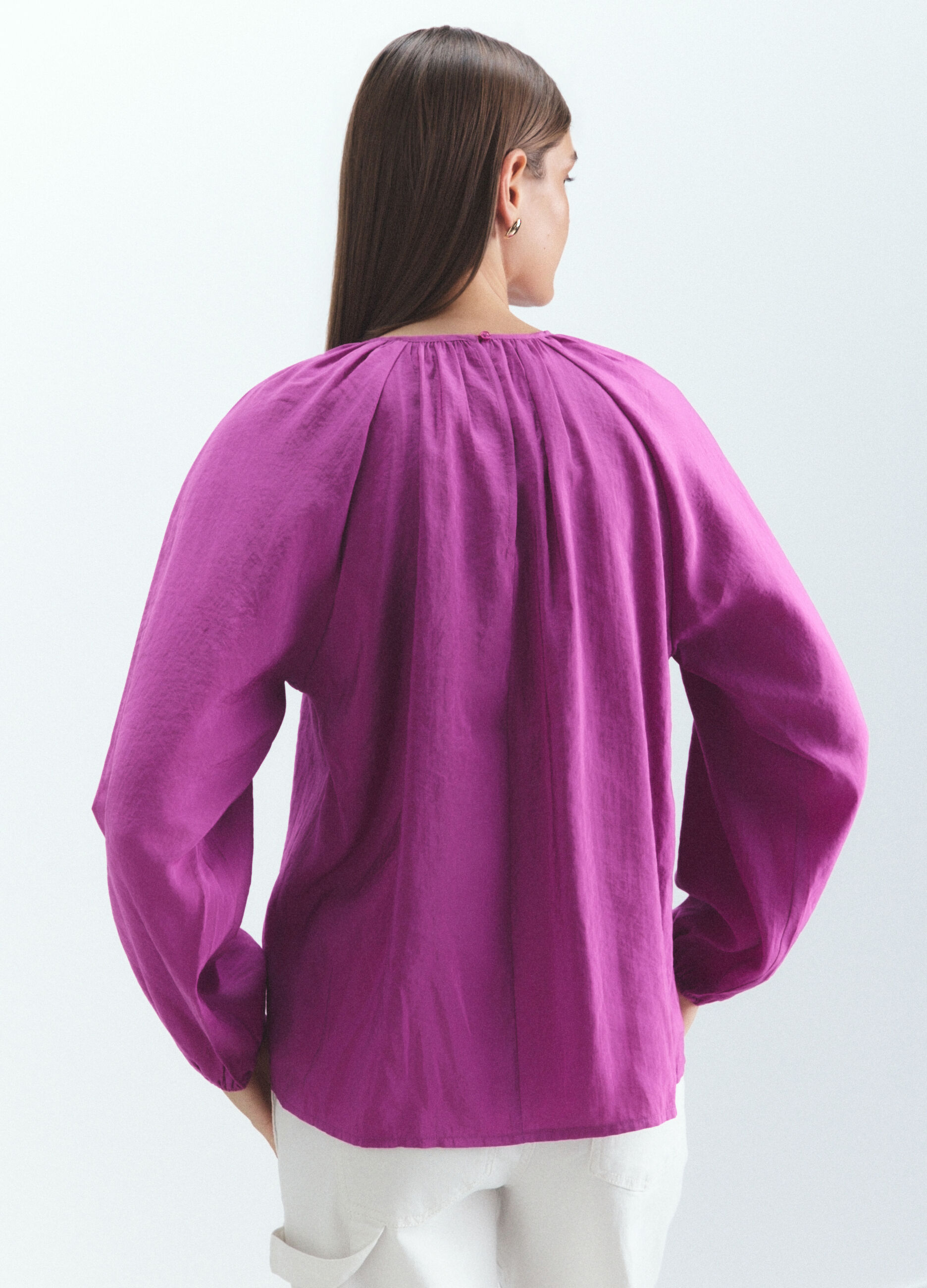 Blusa Fit Over con scollo rotondo misto modal donna_2