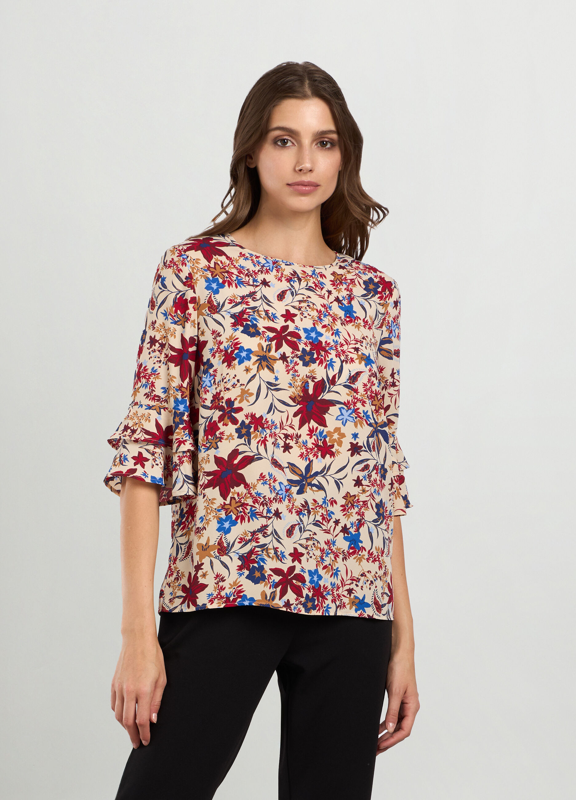 Blusa crêpe con stampa donna _0
