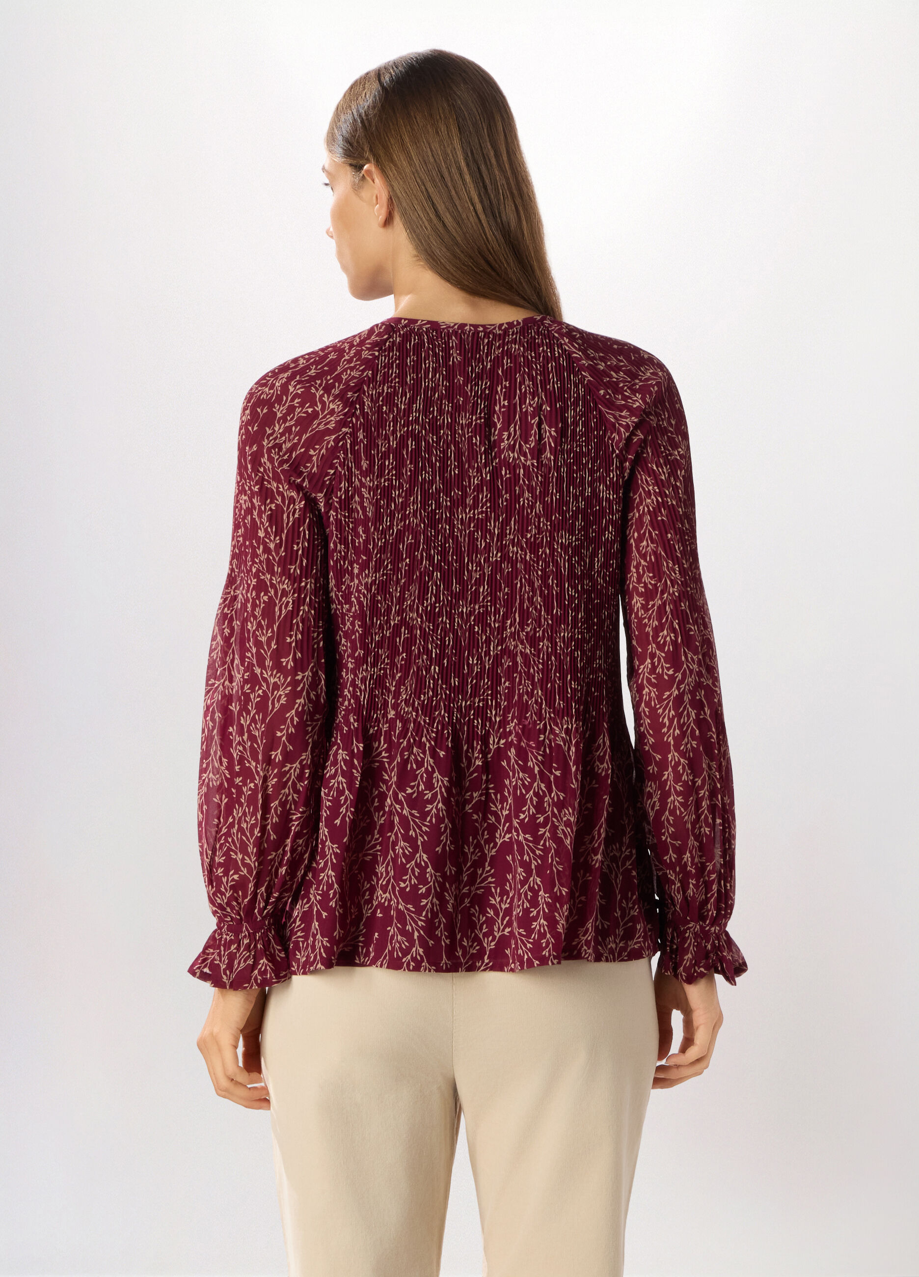 Blusa plissé con stampa donna_1