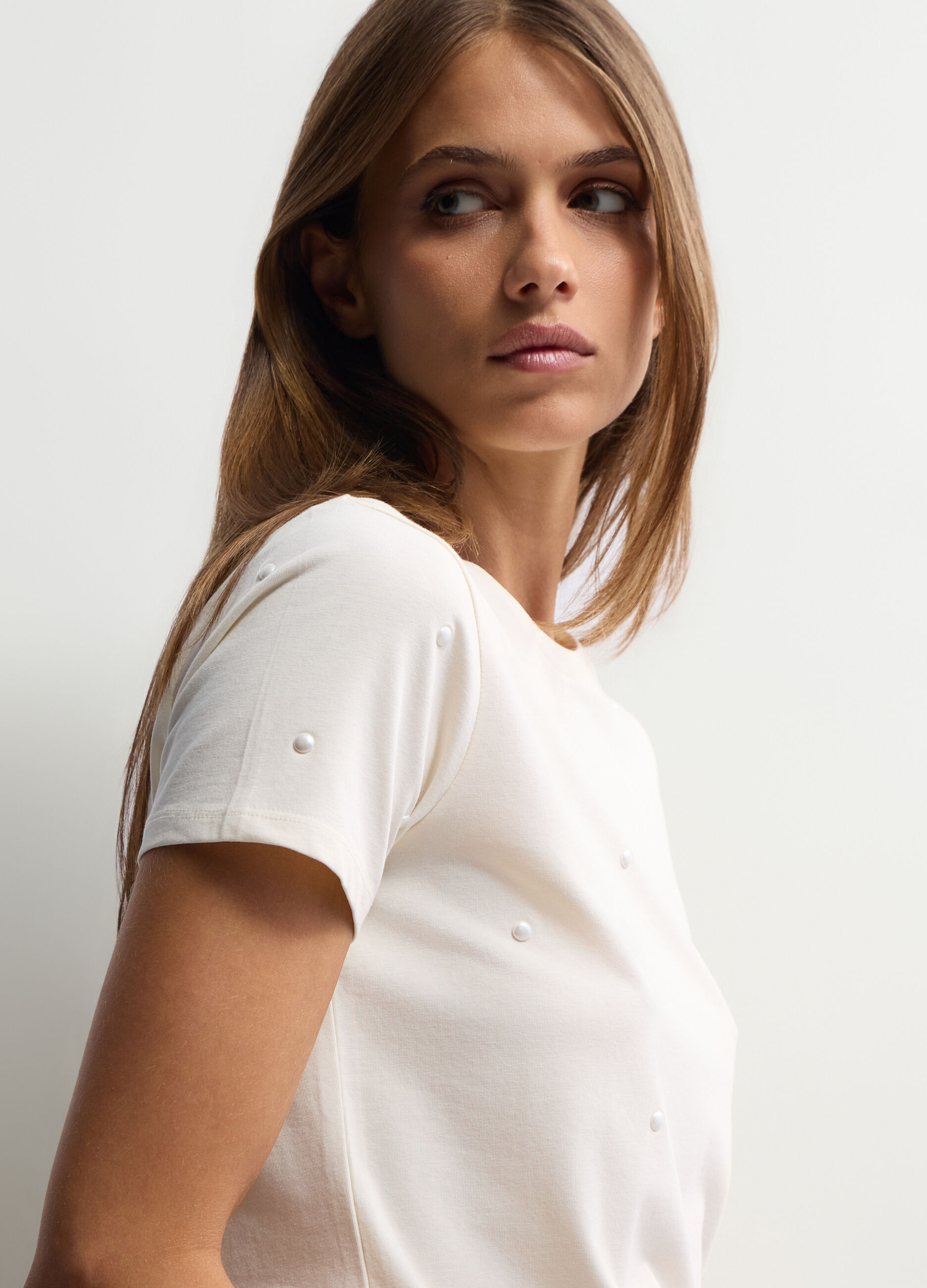 T-shirt girocollo stretch donna_2