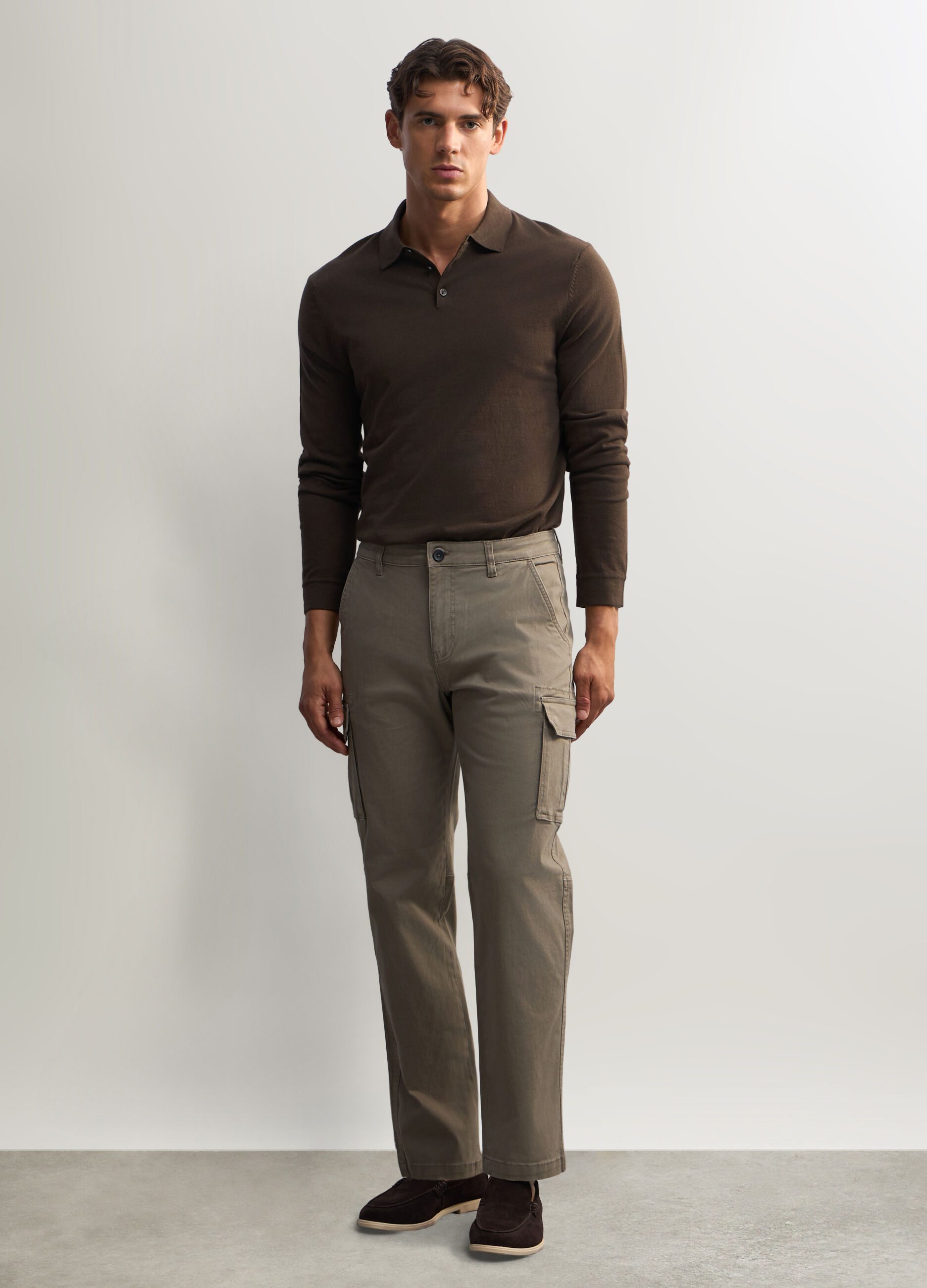 Pantalone cargo in cotone stretch uomo_0