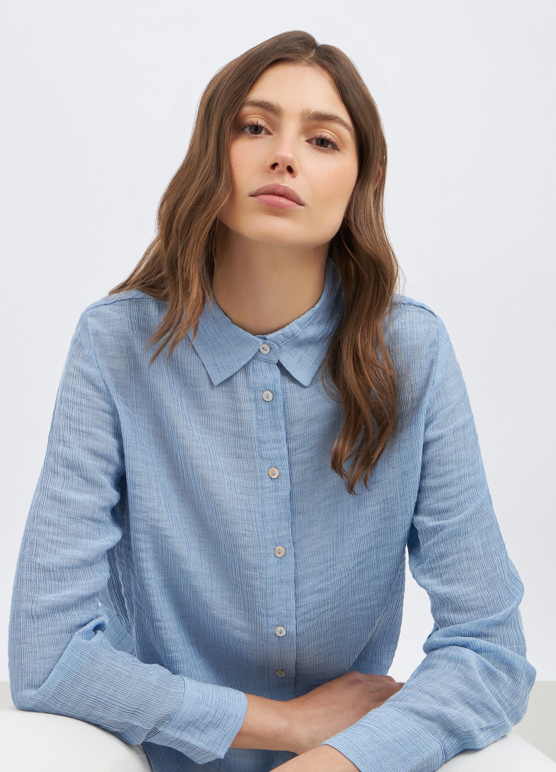 Camicia in misto viscosa a righe donna_2
