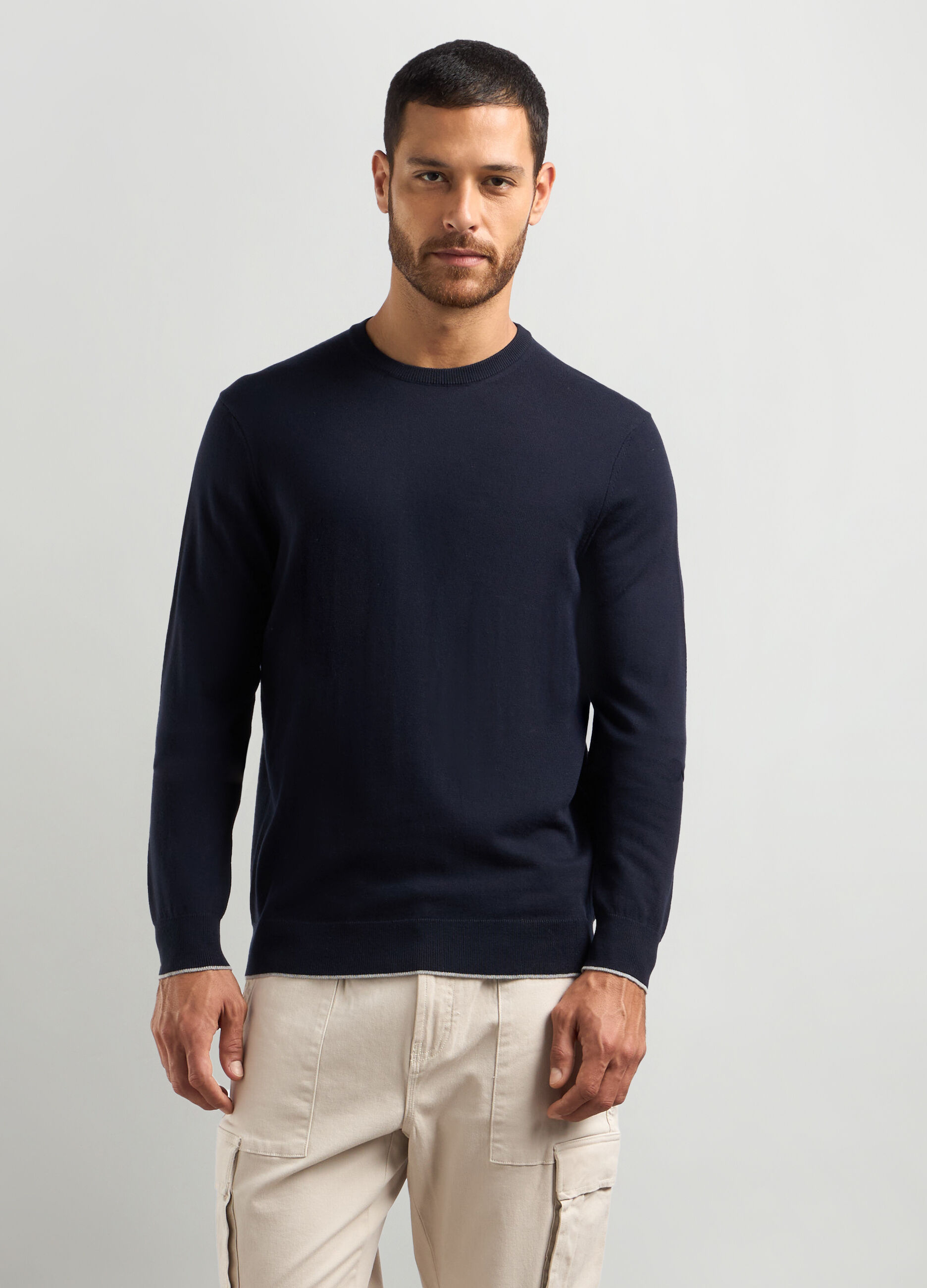 Maglione girocollo misto cotone uomo_0