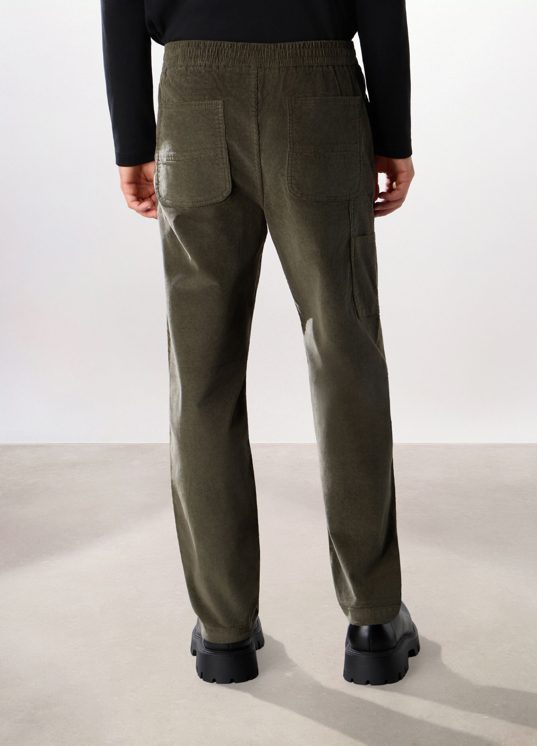Pantalone in velluto a coste di cotone stretch uomo_1
