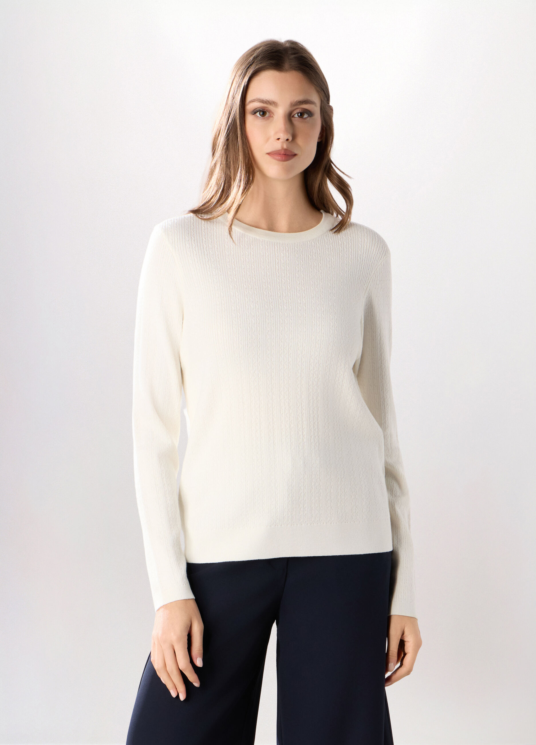 Tricot strutturato in misto viscosa donna_0