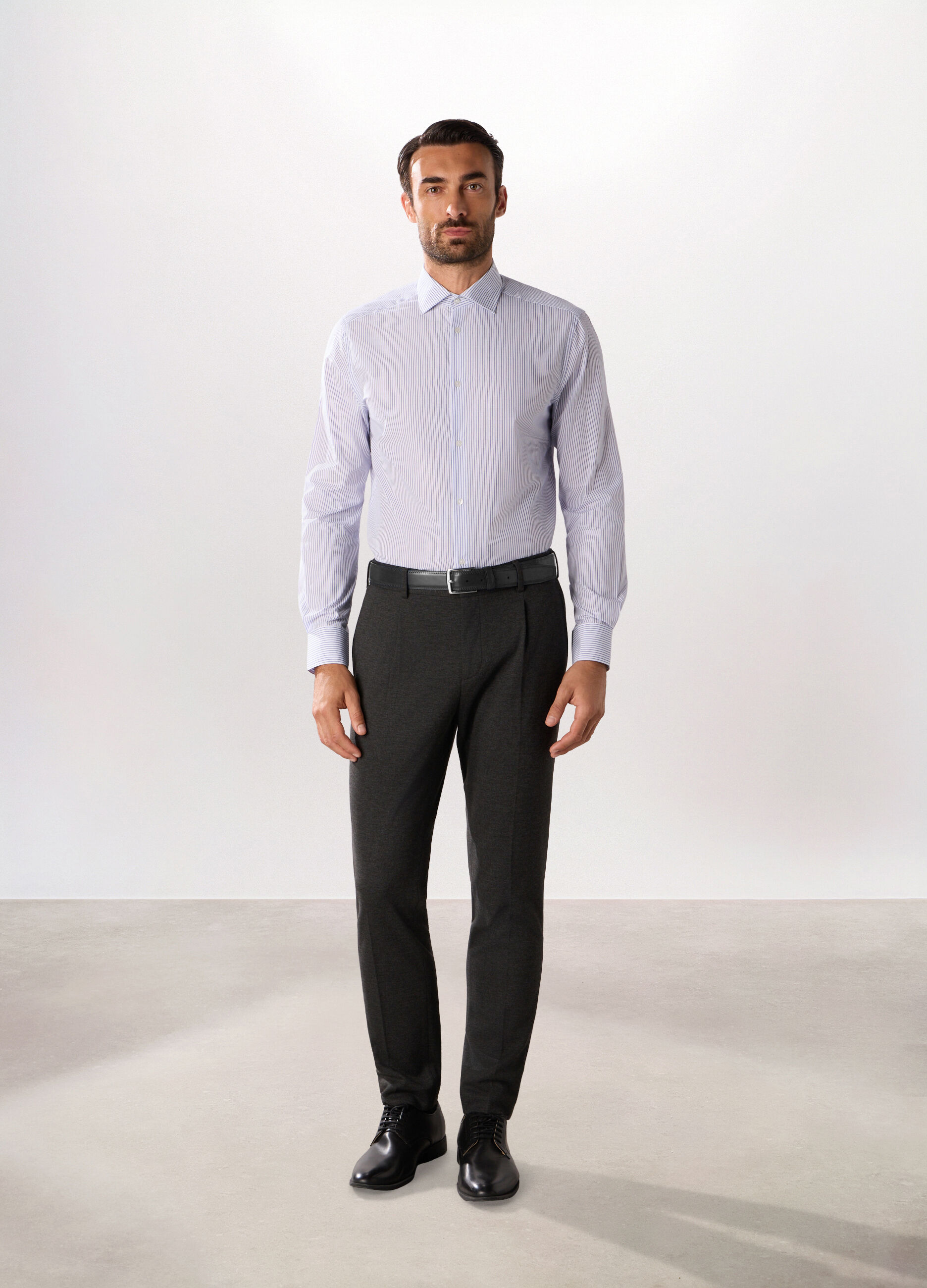Pantalone slim in misto mélange uomo_0