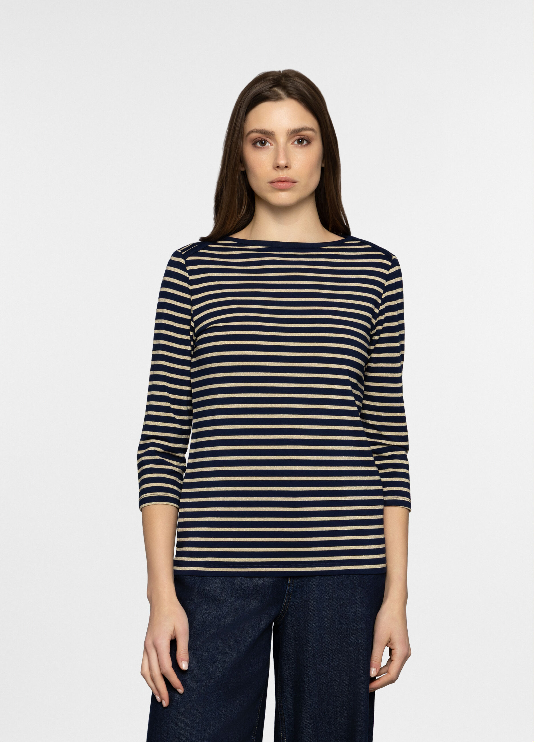 T-shirt con scollo a barchetta in jersey donna_0
