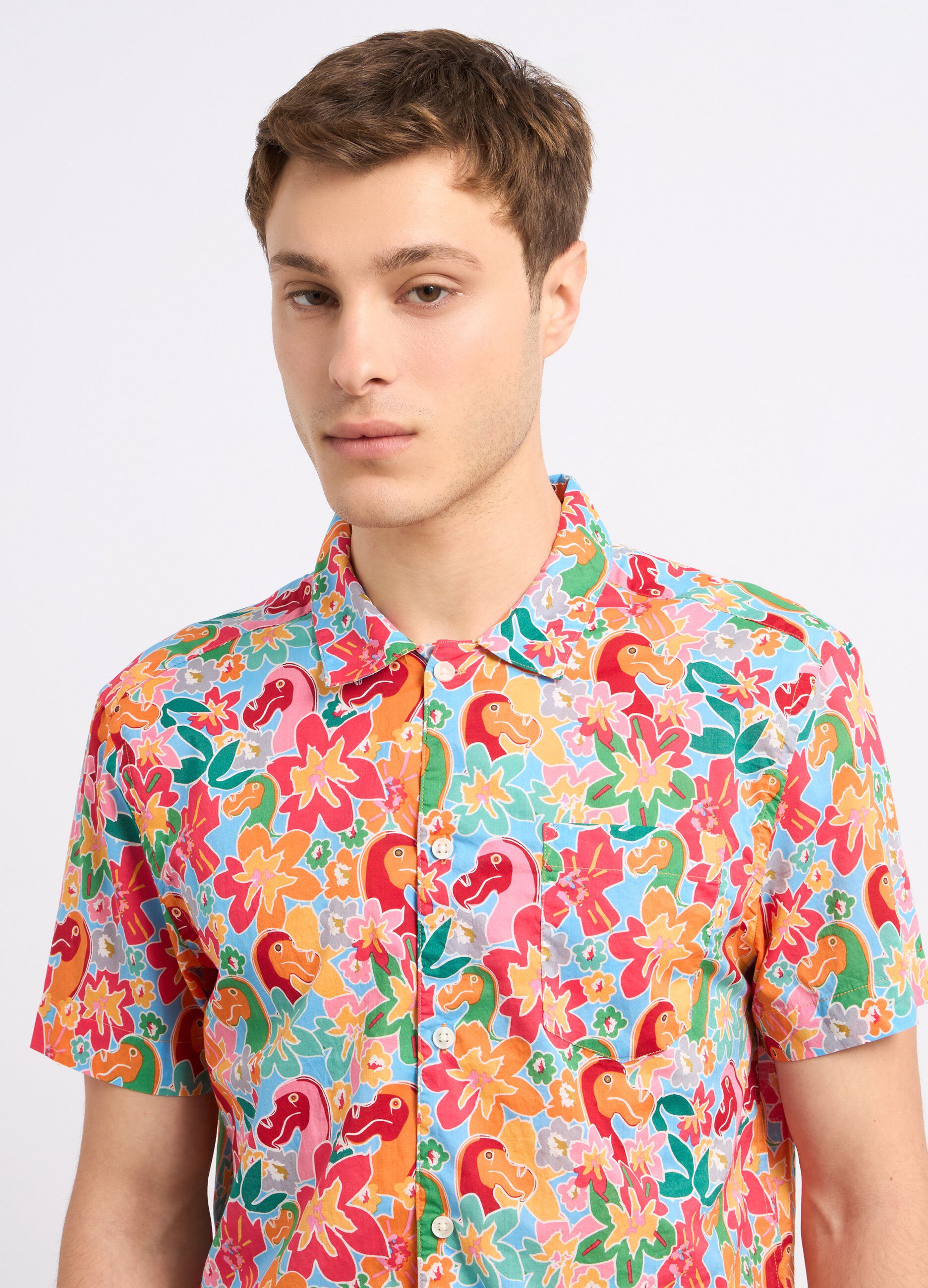 Camicia in puro cotone con stampa uomo_2