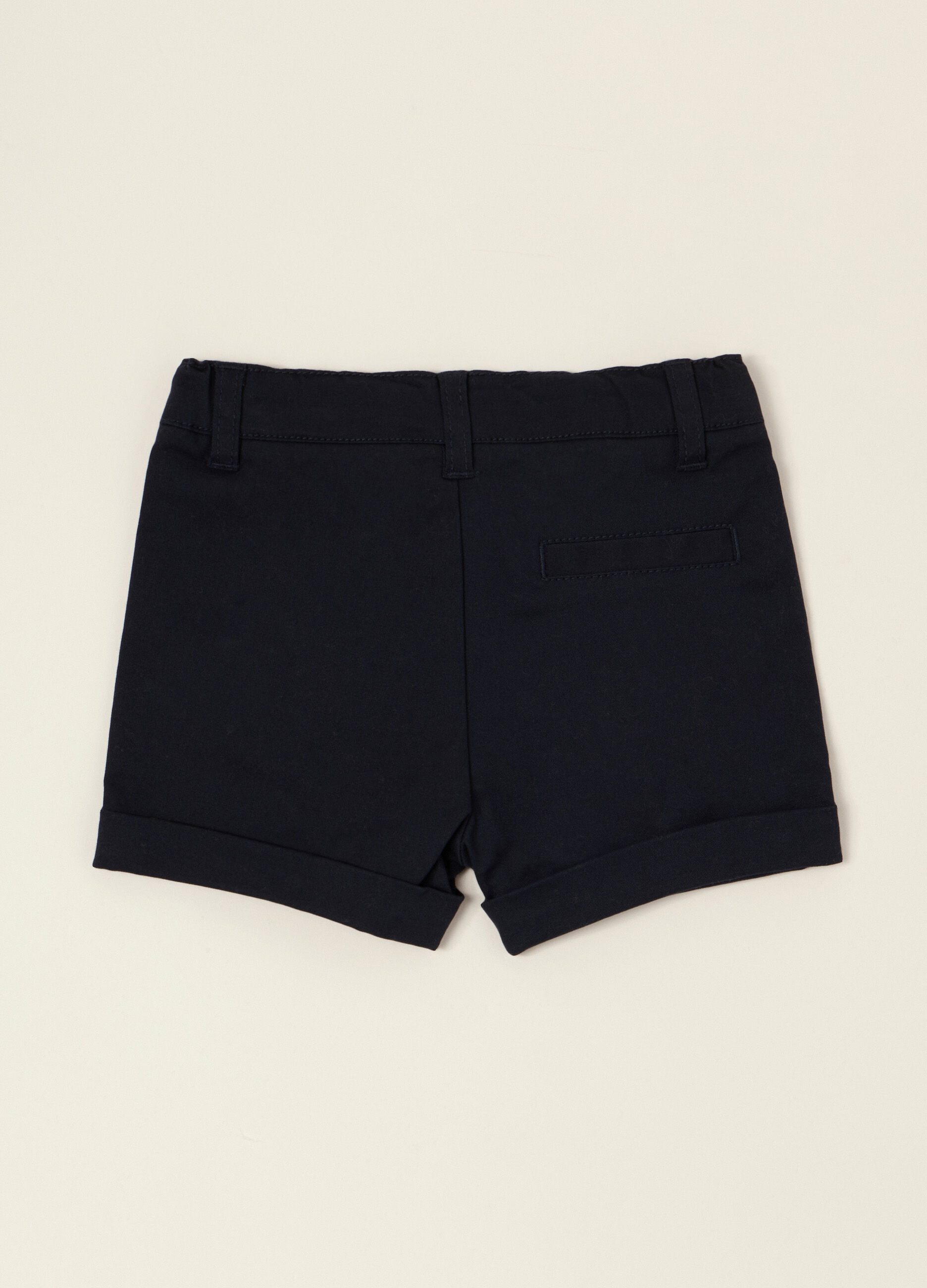 Shorts blu in cotone elasticizzato_1