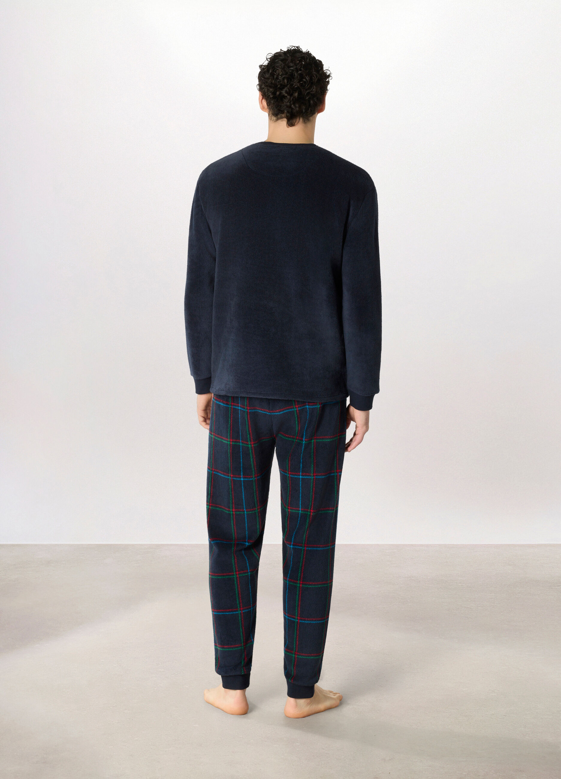 Pigiama in pile a quadri uomo_1