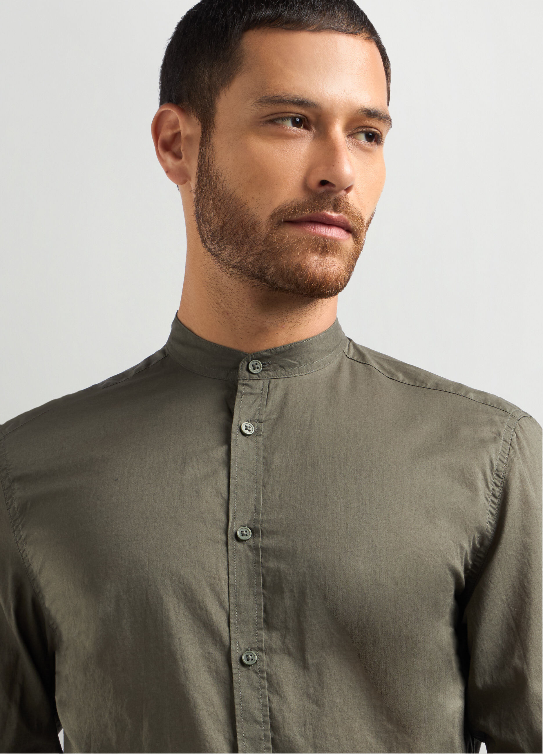 Camicia regular fit colletto coreano in cotone uomo_2