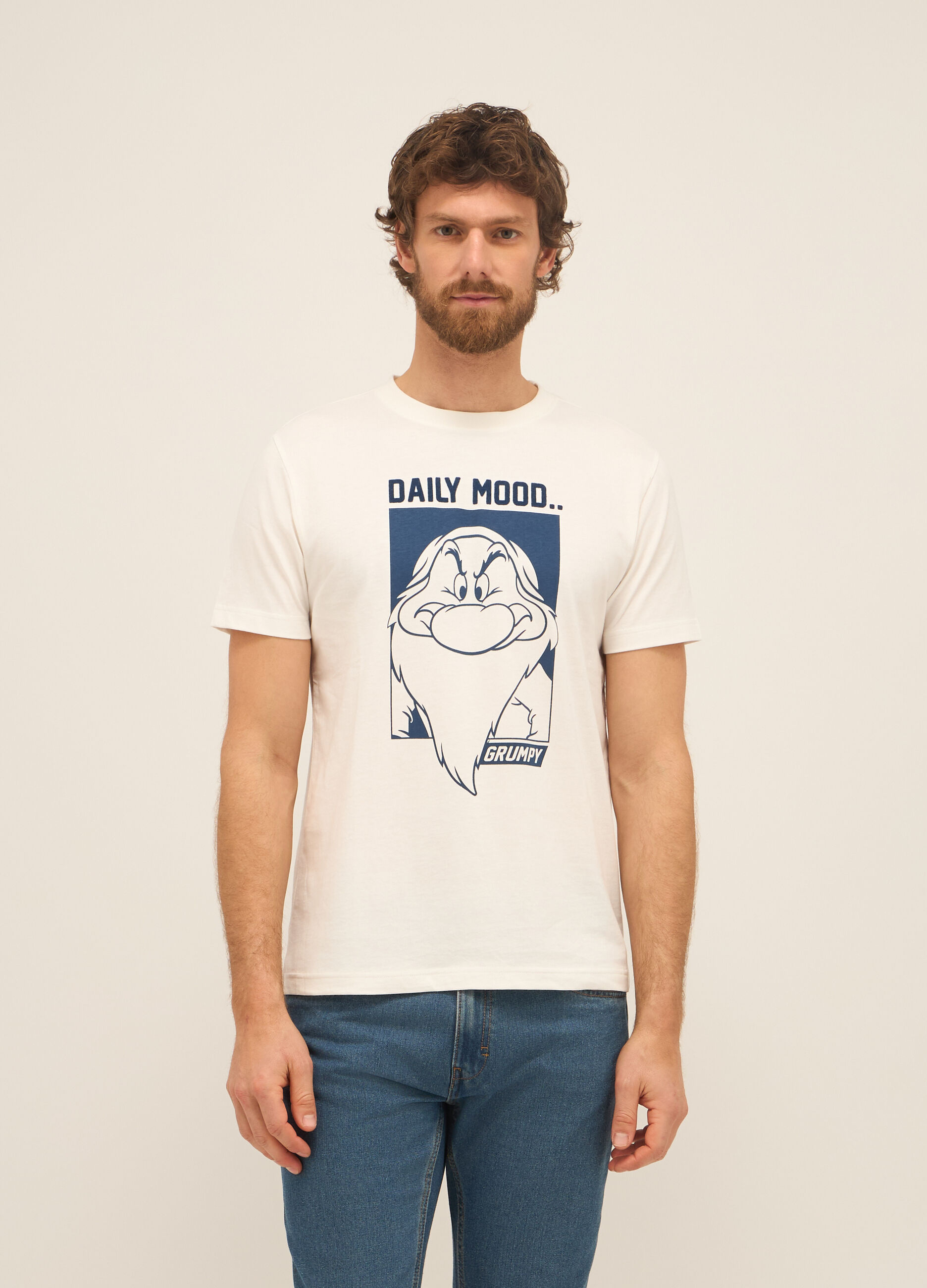 T-shirt girocollo in puro cotone con stampa uomo_0